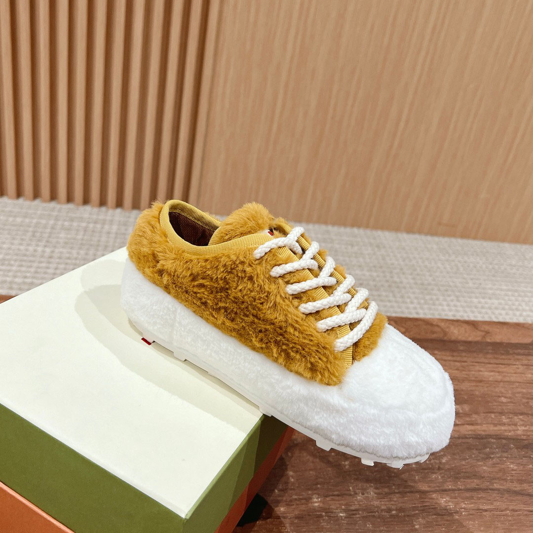 Marni Beige Teddy Tennis Sneaker - FashionPlug