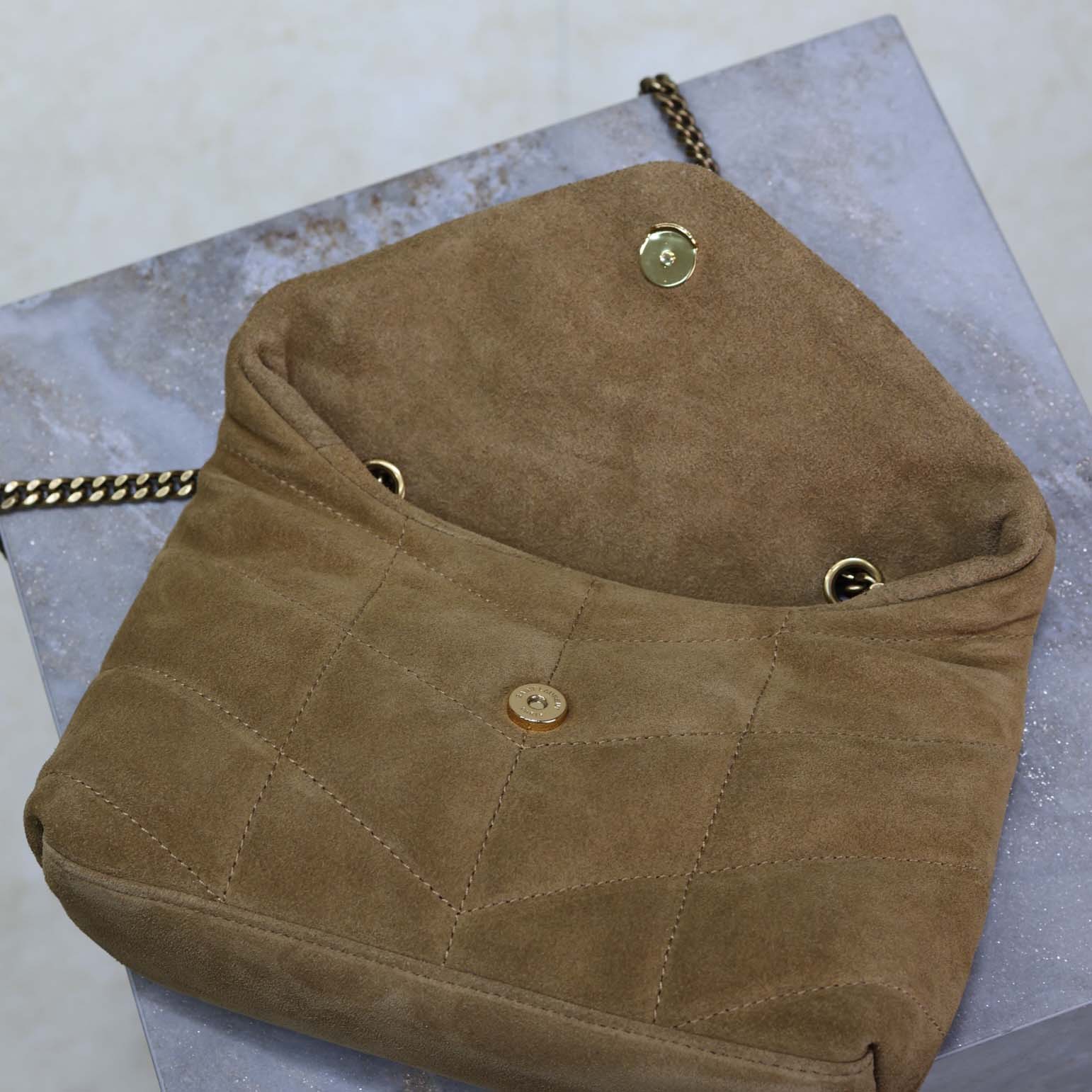 Saint Laurent Toy Puffer In Suede - FashionPlug