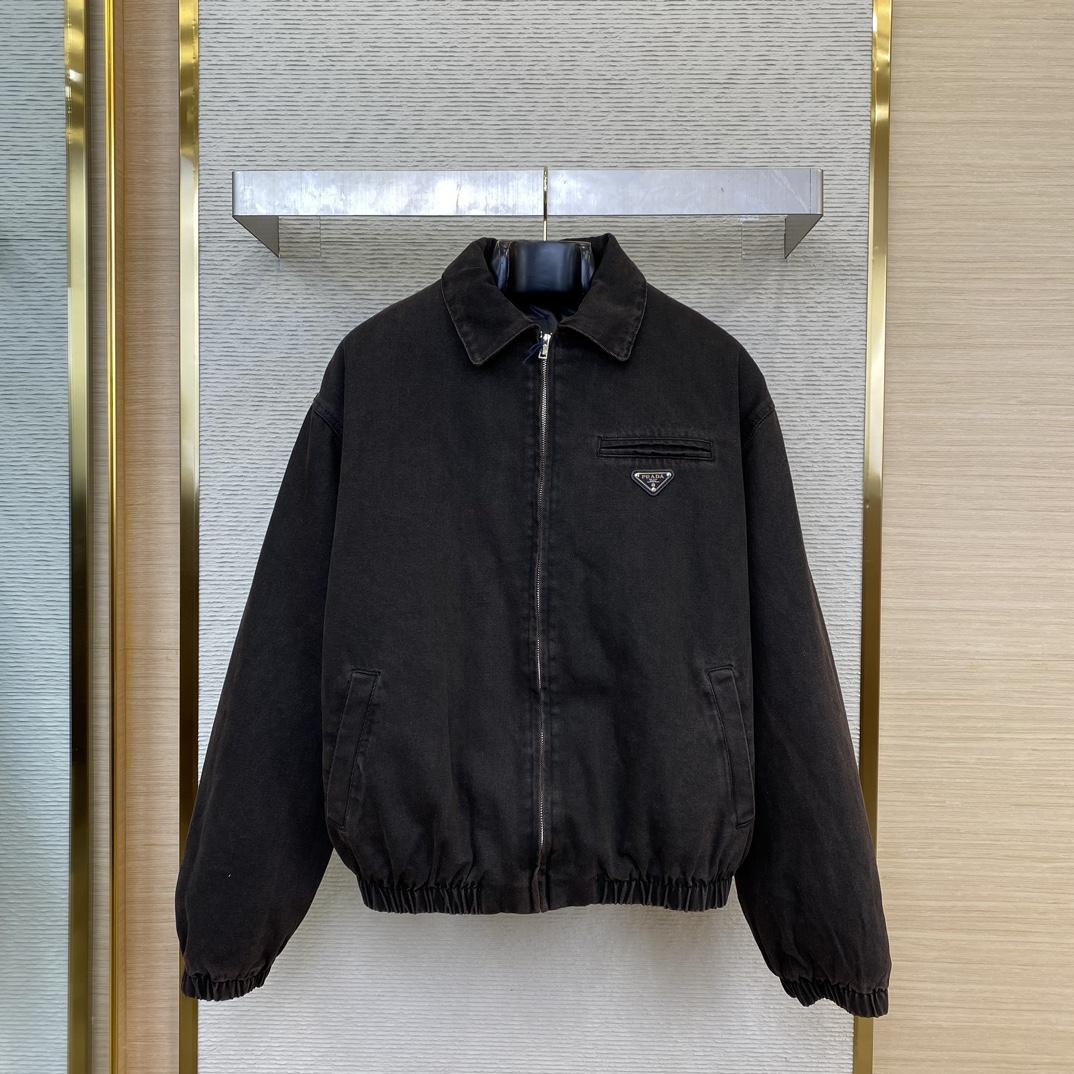 Prada Gewatteerd Denim Bomberjack - FashionPlug