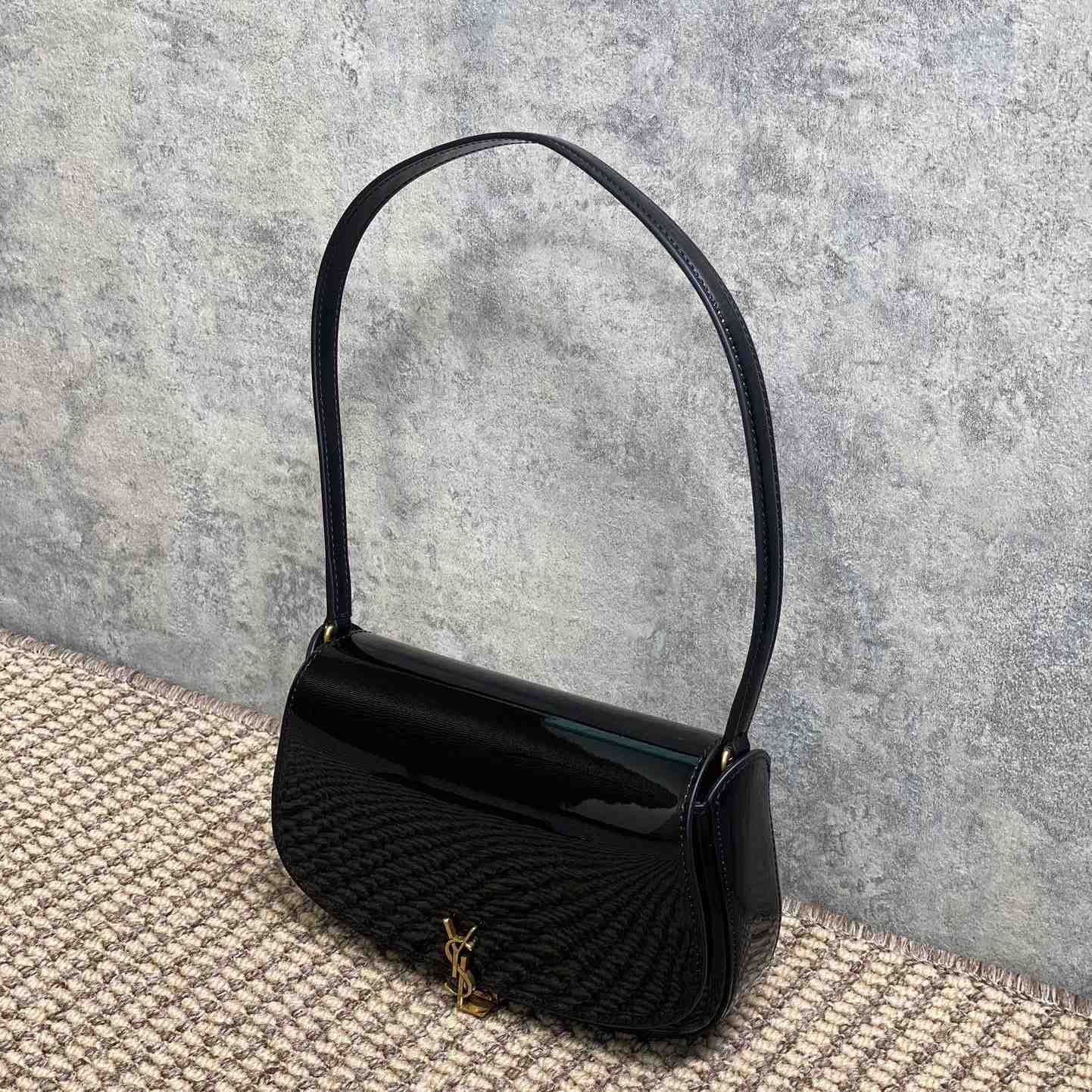 Saint Laurent Mini Voltaire In Patent Leather - FashionPlug