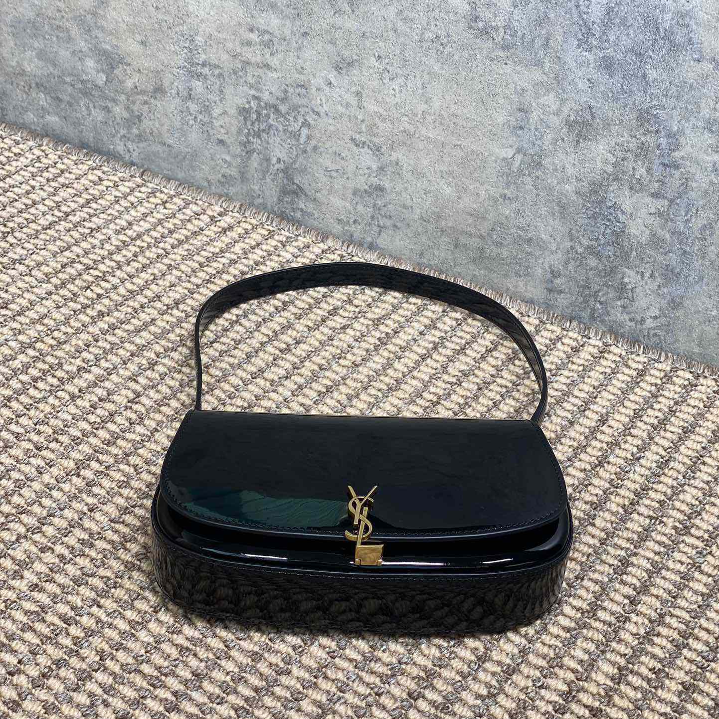 Saint Laurent Mini Voltaire In Patent Leather - FashionPlug