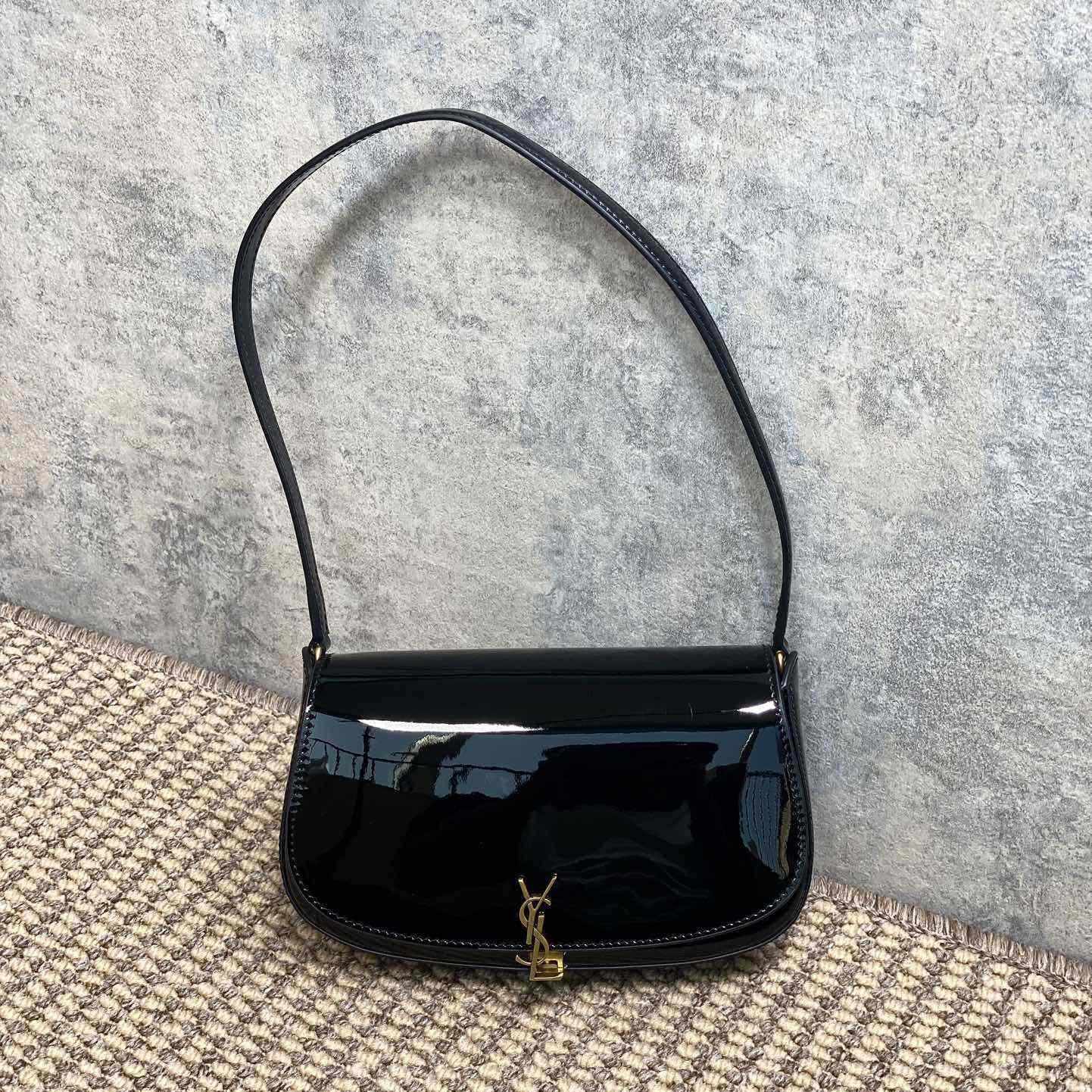 Saint Laurent Mini Voltaire In Patent Leather - FashionPlug