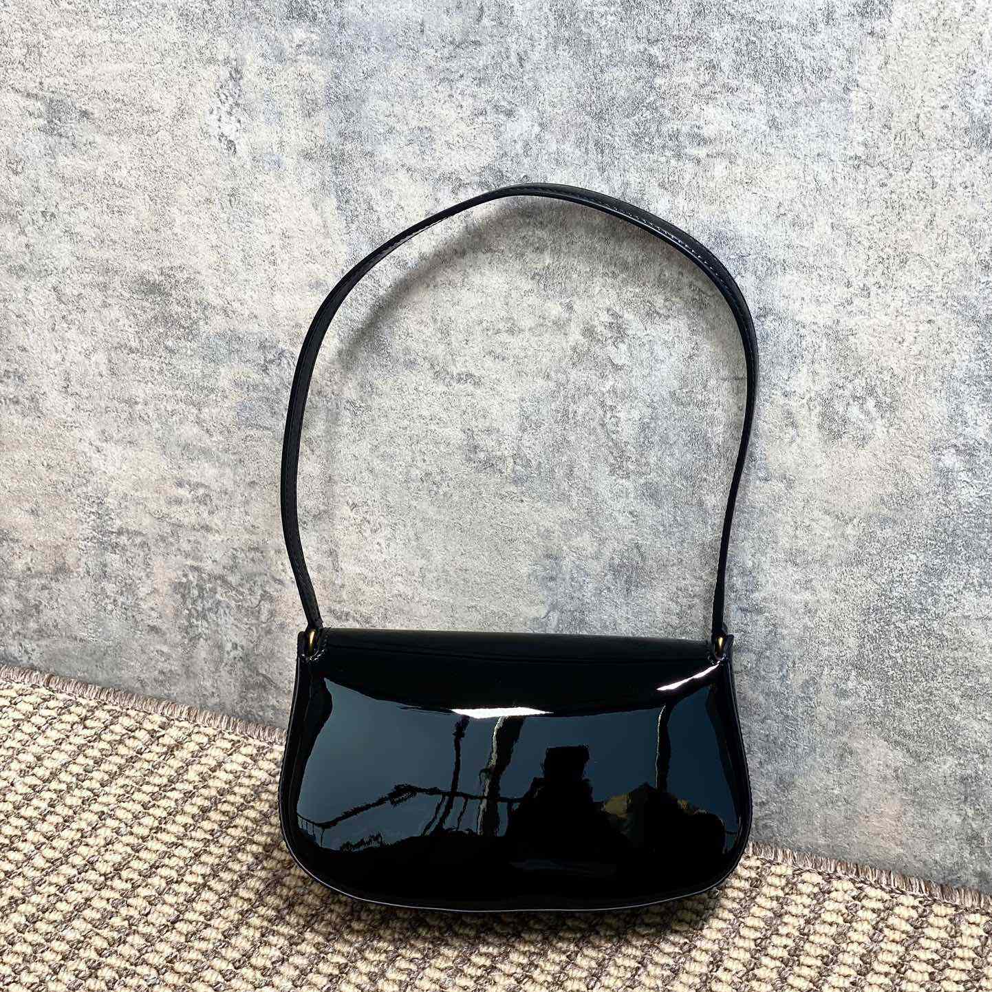 Saint Laurent Mini Voltaire In Patent Leather - FashionPlug