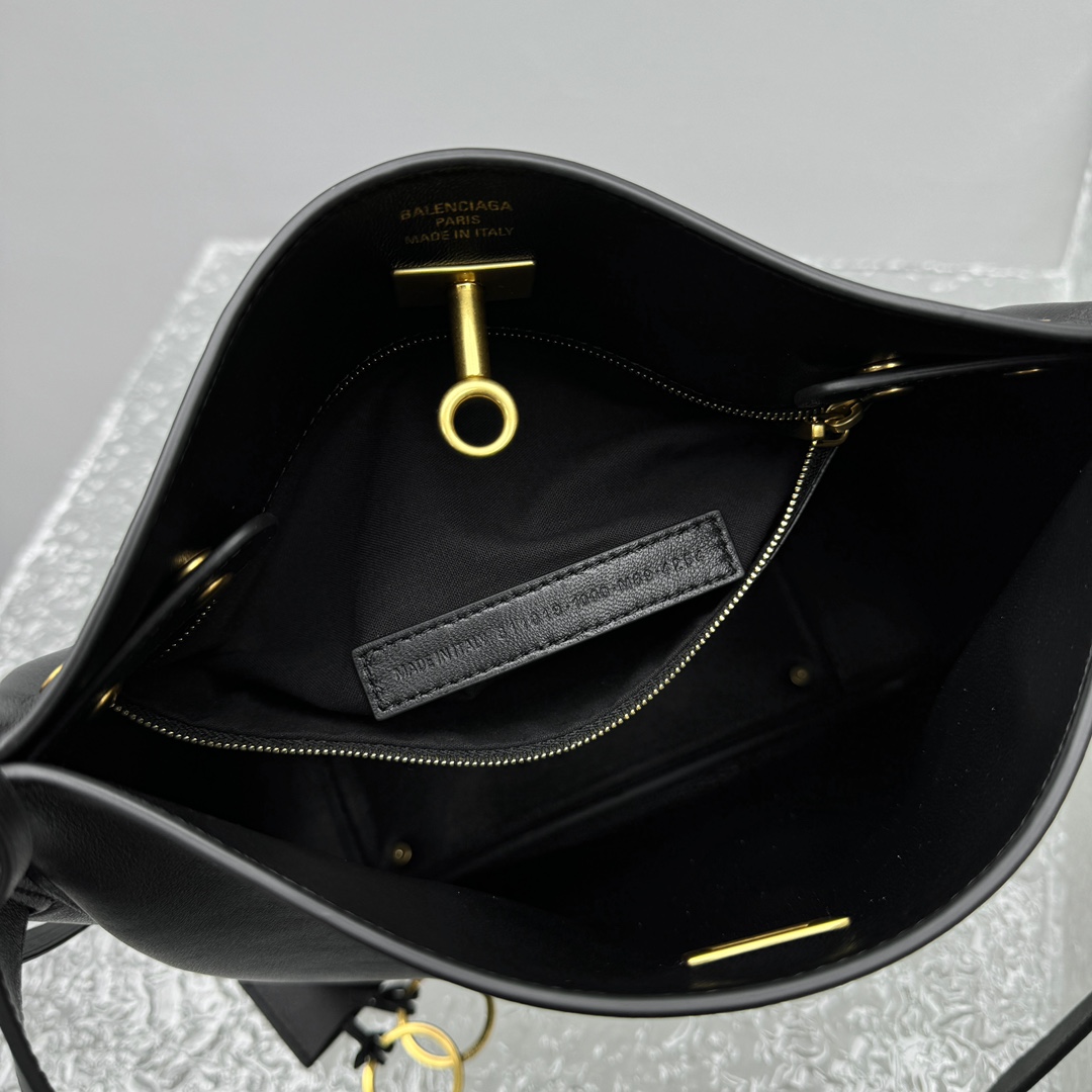 Balenciaga Bel Air Small Hobo Bag In Black  - FashionPlug