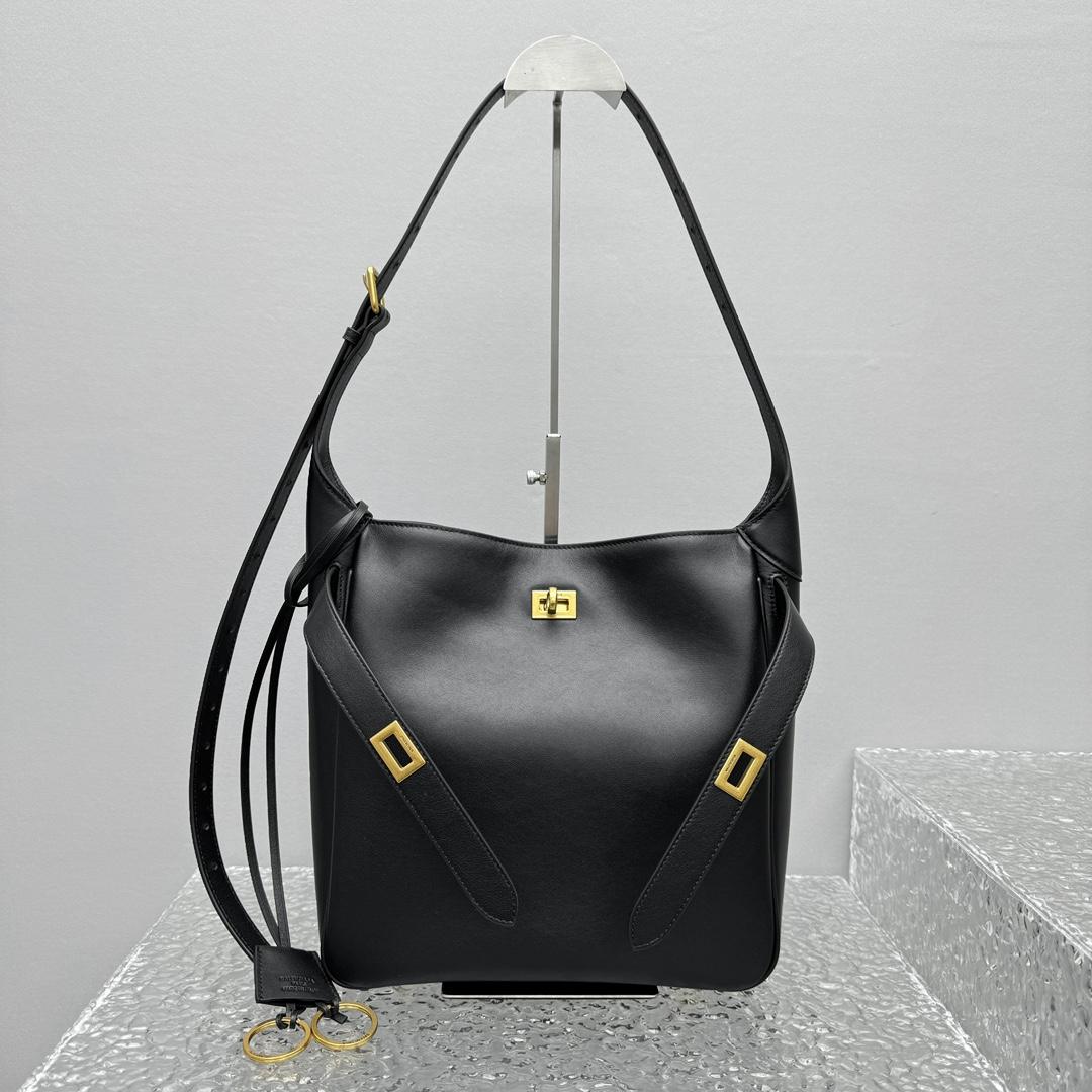 Balenciaga Bel Air Small Hobo Bag In Black  - FashionPlug