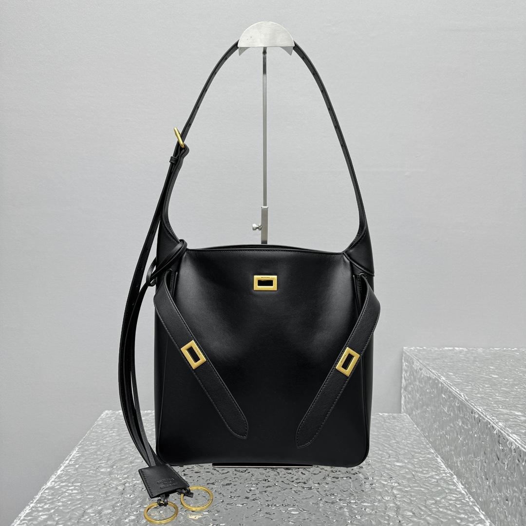 Balenciaga Bel Air Small Hobo Bag In Black  - FashionPlug