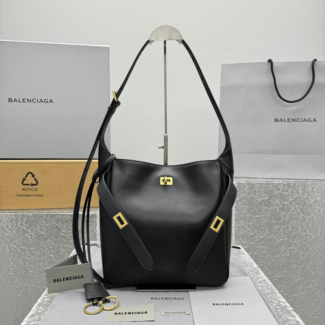 Balenciaga Bel Air Small Hobo Bag In Black  - FashionPlug