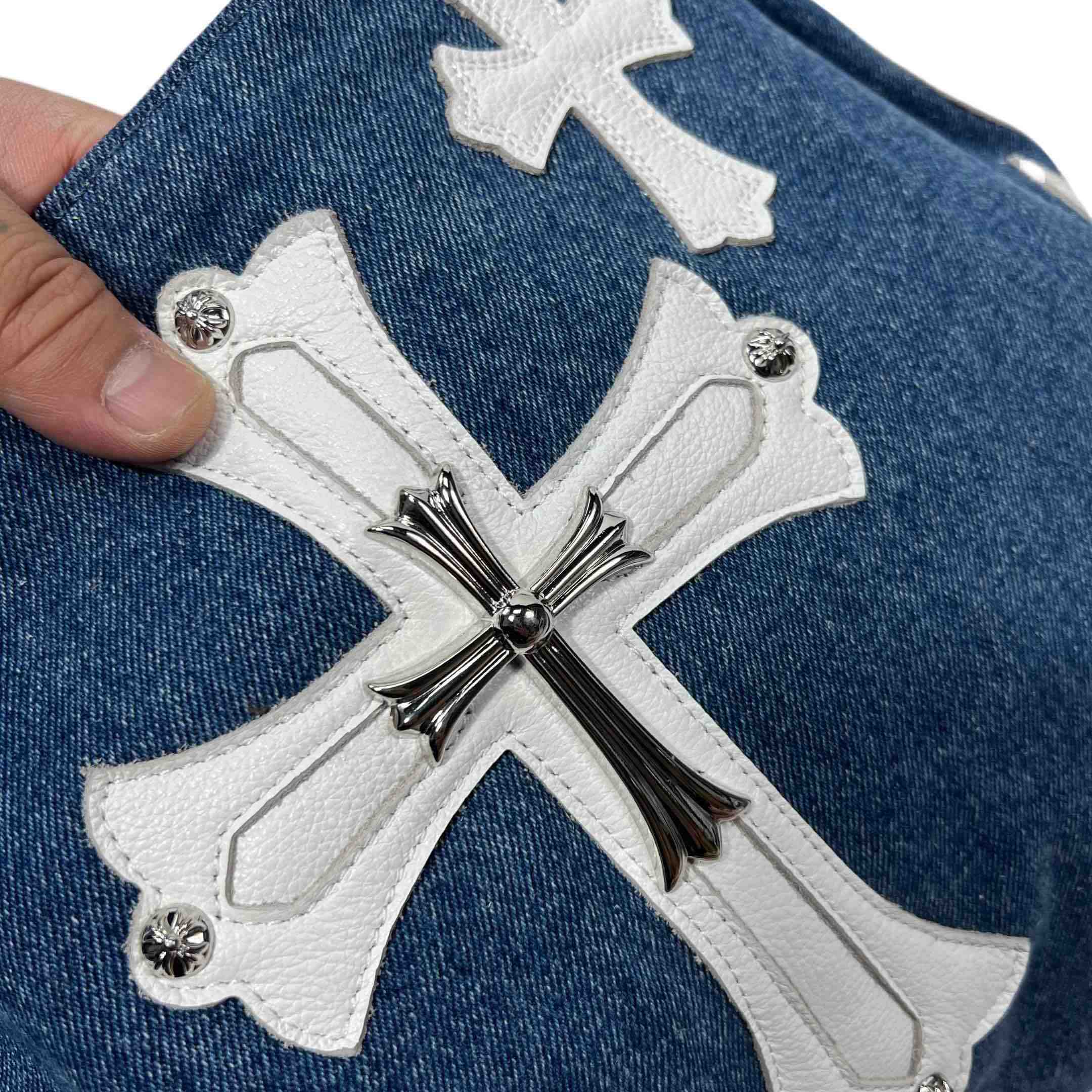 Chrome Heart Denim Shoulder Bag  (40-30-11cm) - FashionPlug
