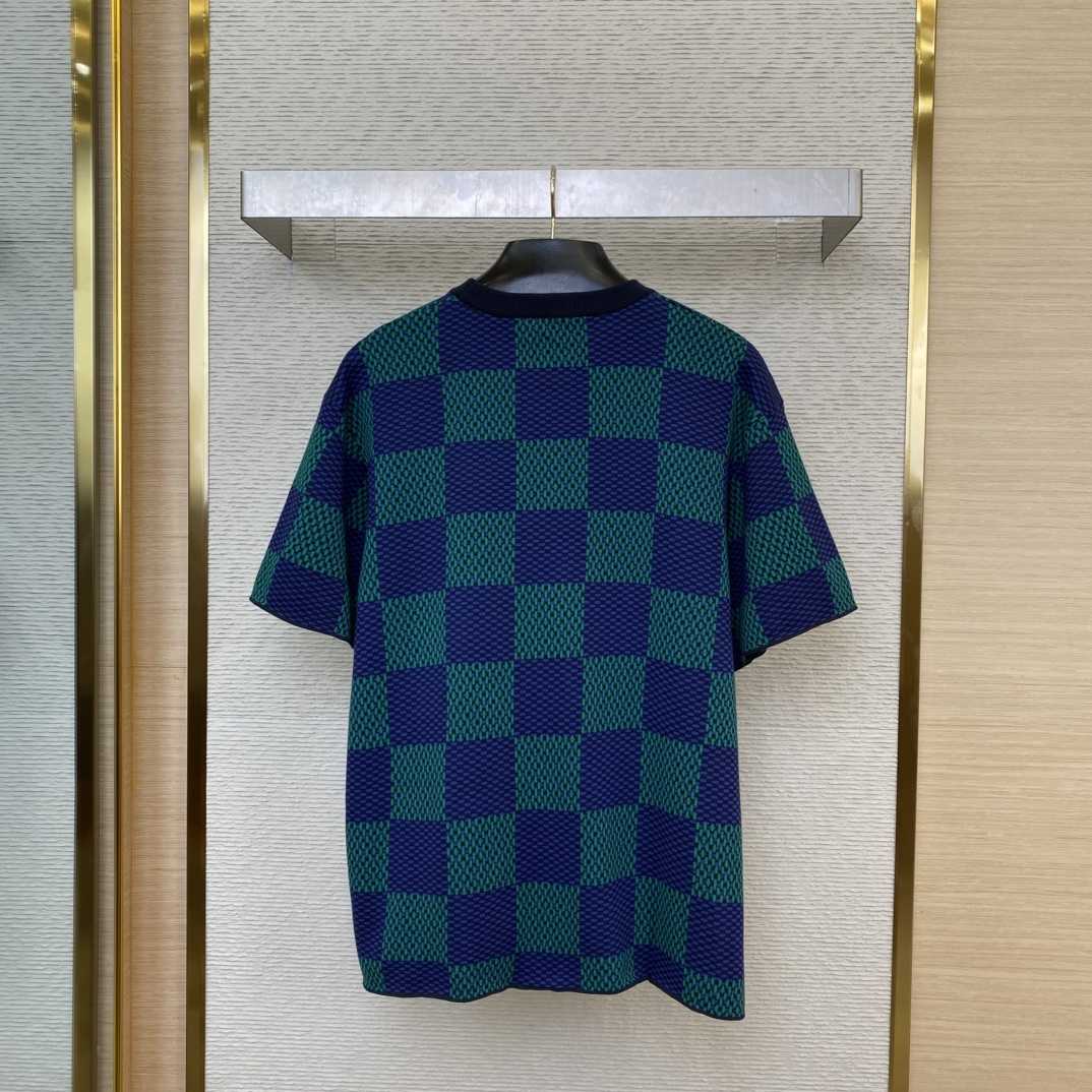 Louis Vuitton Jacquard Damier Short-Sleeved Cotton Crewneck  1AHBCW - FashionPlug