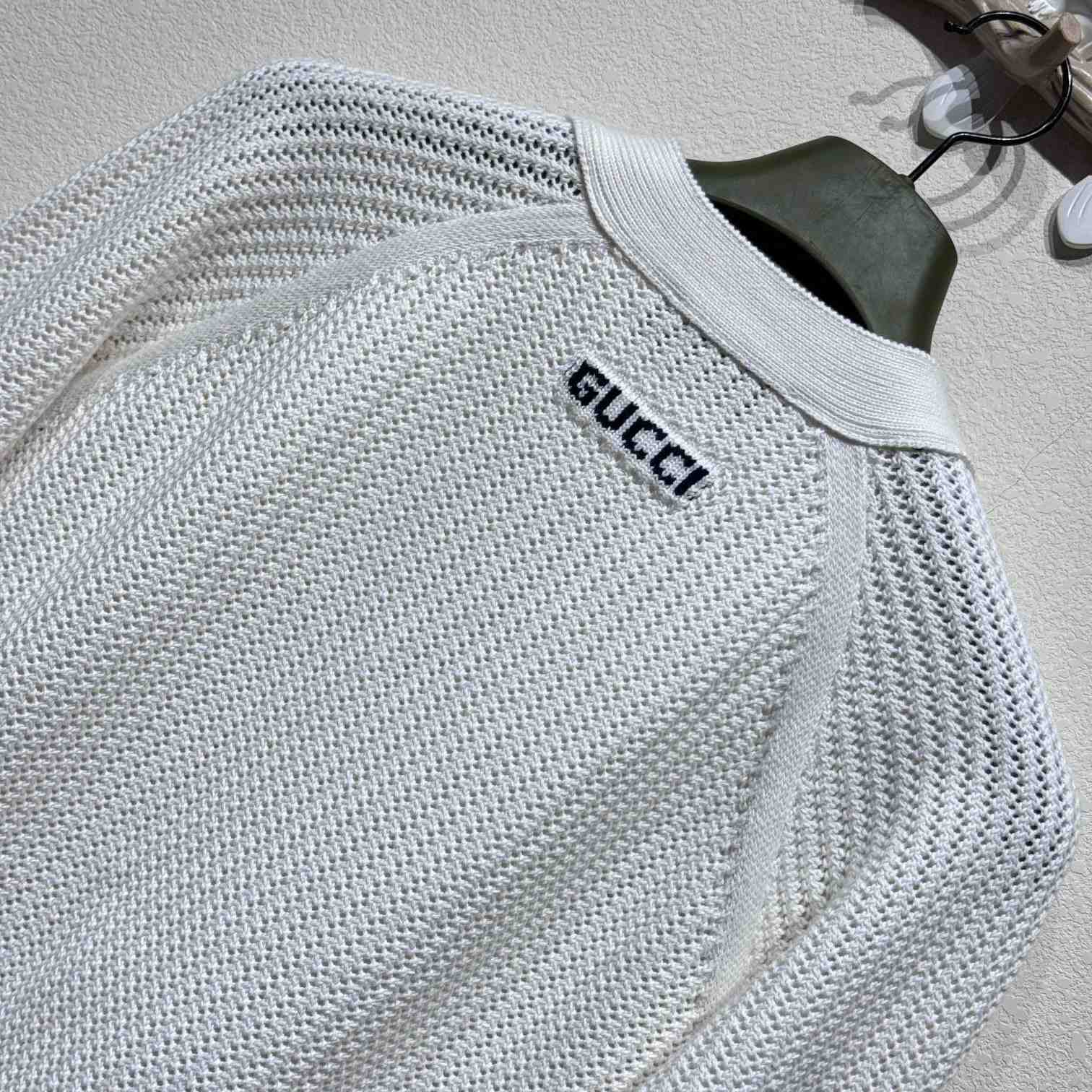 Gucci Ajour Cotton Knit Cardigan With Web - FashionPlug