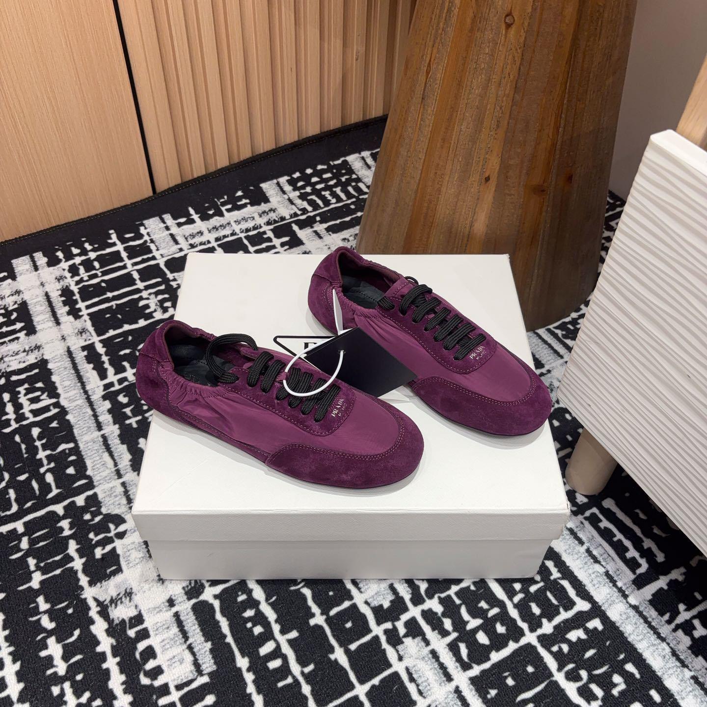 Prada Collapse Re-Nylon And Suede Sneakers - FashionPlug