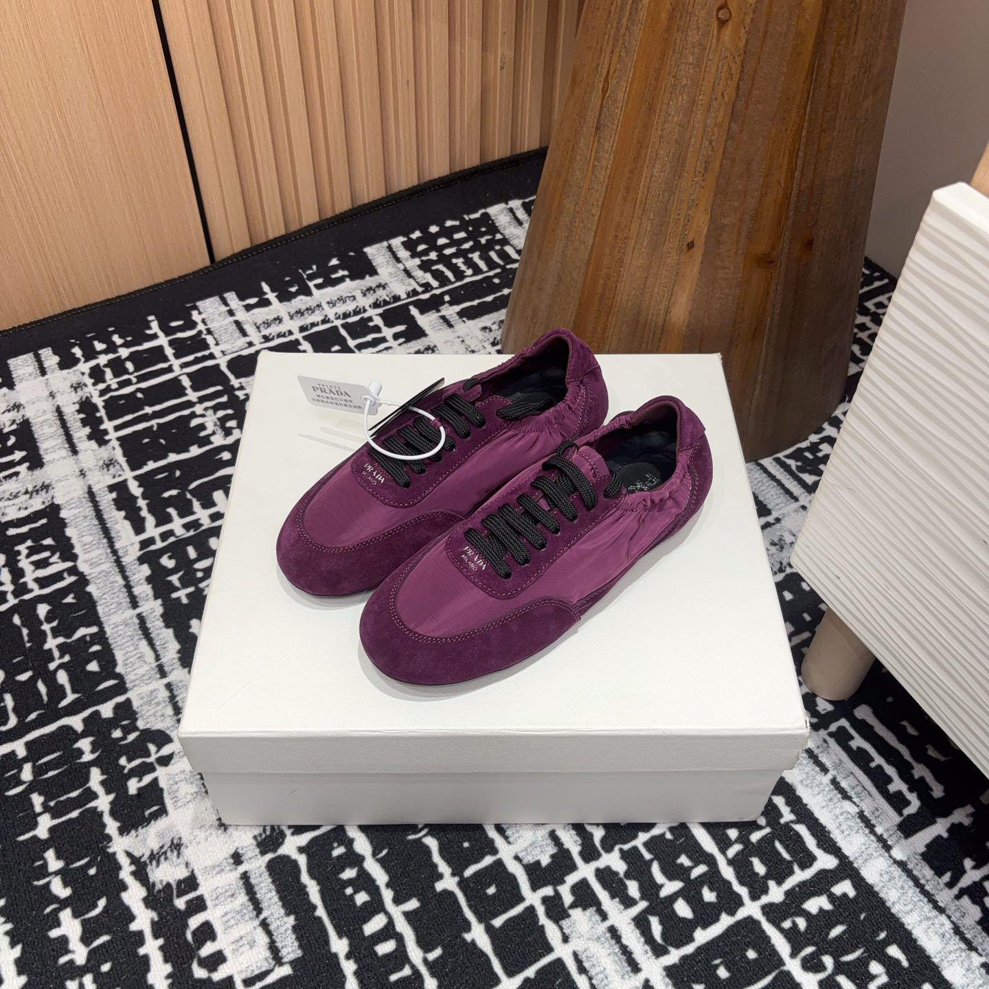 Prada Collapse Re-Nylon And Suede Sneakers - FashionPlug