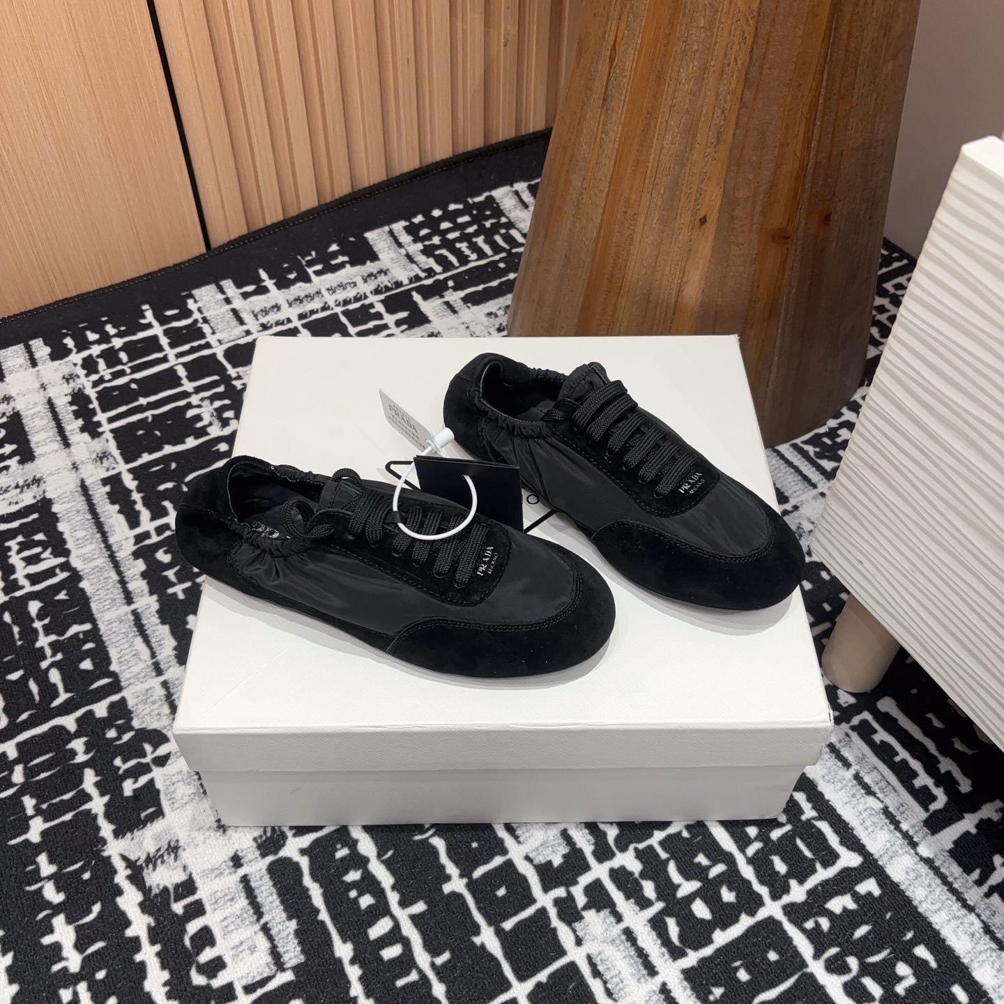 Prada Collapse Re-Nylon And Suede Sneakers - FashionPlug