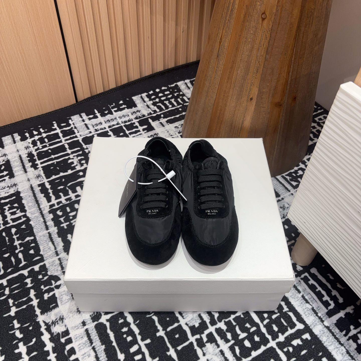Prada Collapse Re-Nylon And Suede Sneakers - FashionPlug