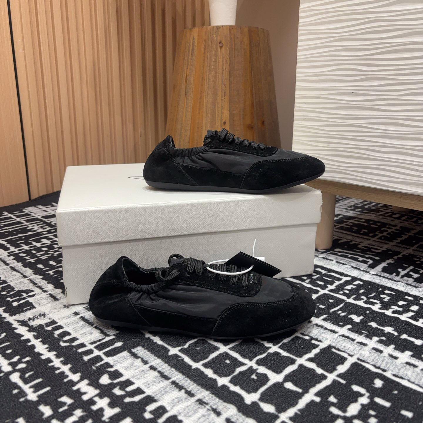 Prada Collapse Re-Nylon And Suede Sneakers - FashionPlug