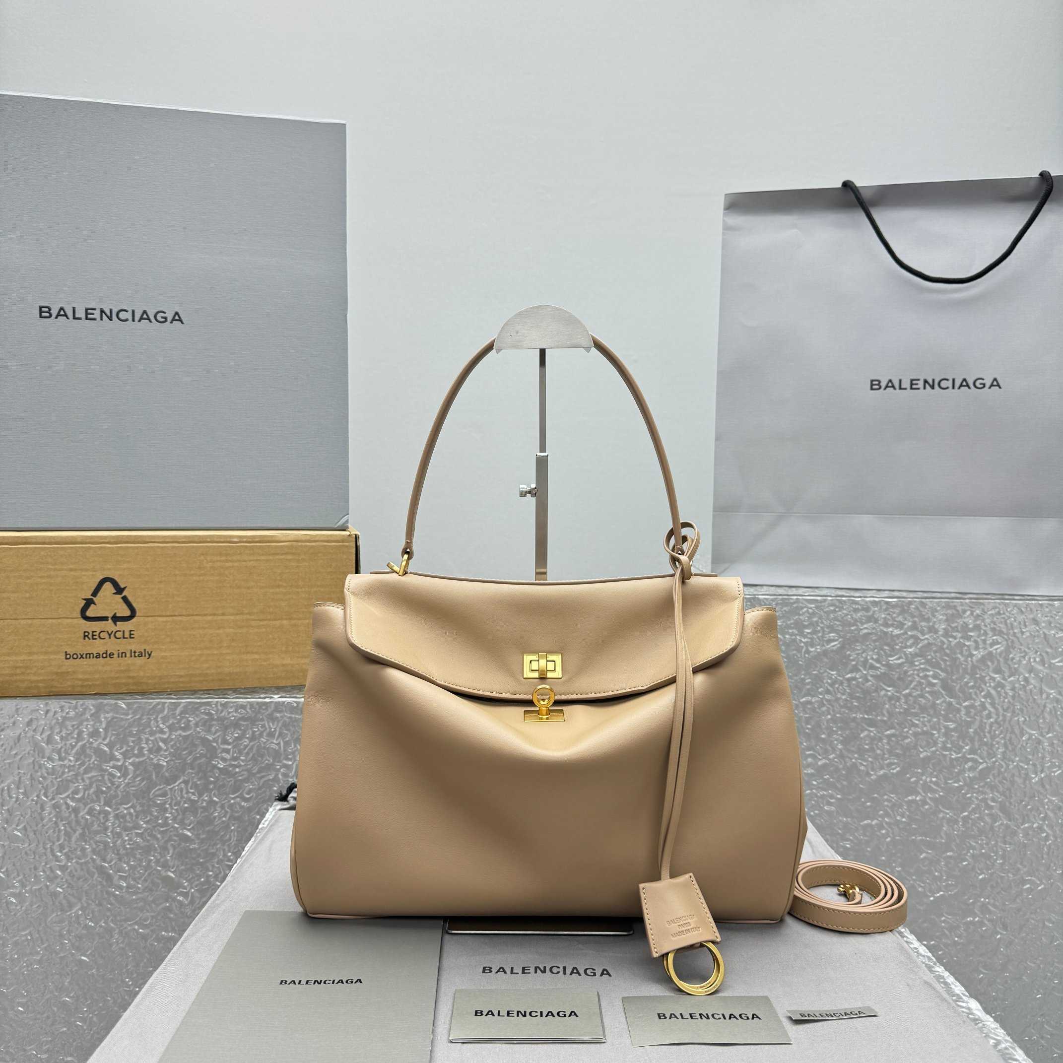 Balenciaga Rodeo Medium Handbag In Latte  - FashionPlug