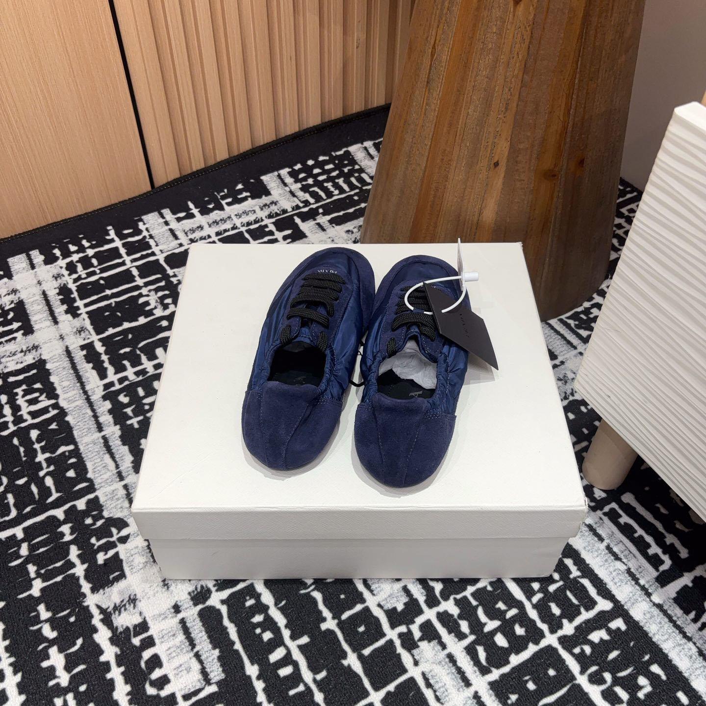 Prada Collapse Re-Nylon And Suede Sneakers - FashionPlug