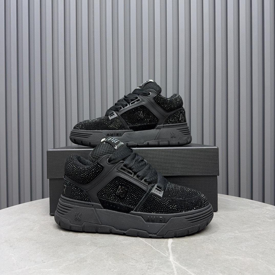 Amiri Crystal MA-1 Leather Sneakers - FashionPlug