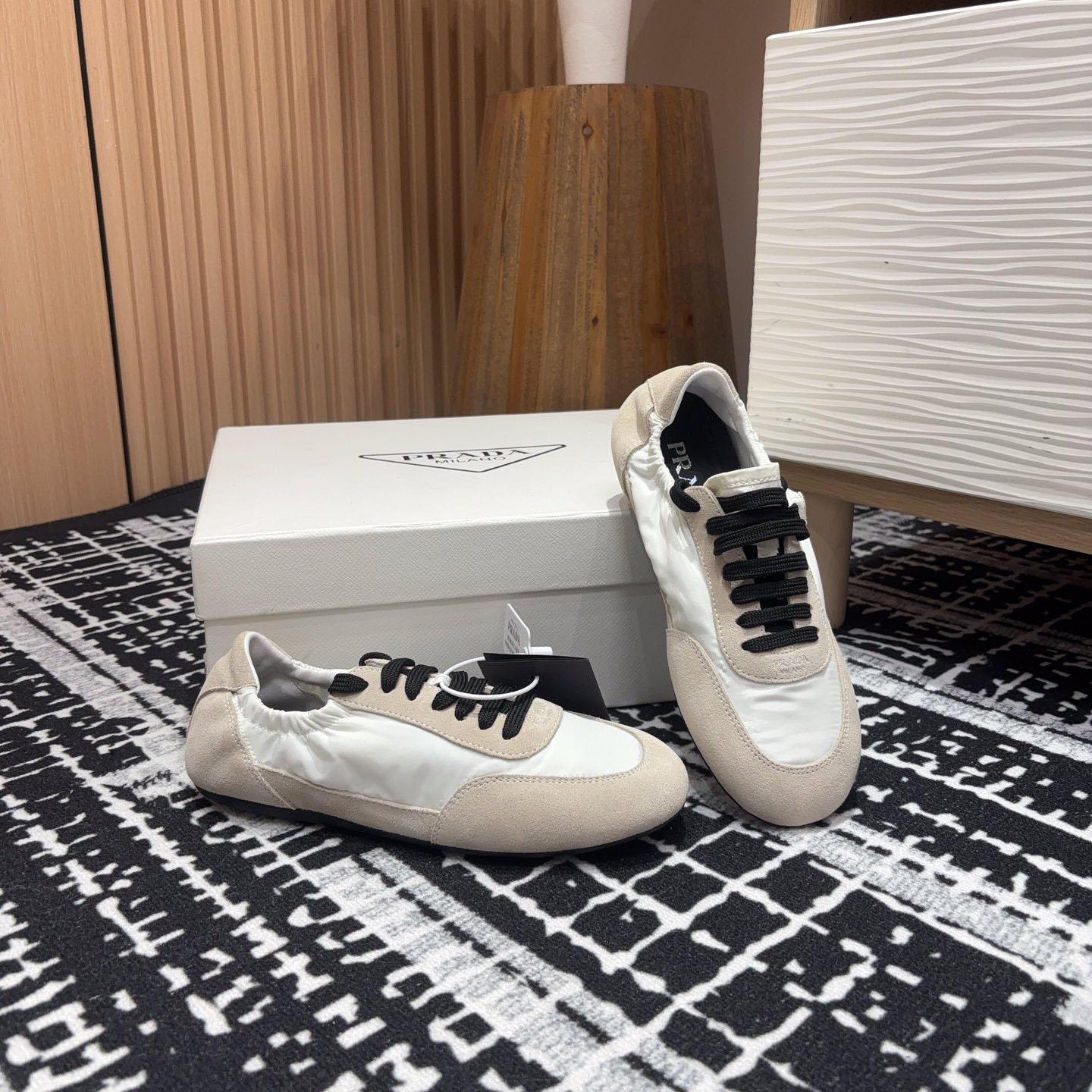 Prada Collapse Re-Nylon And Suede Sneakers - FashionPlug