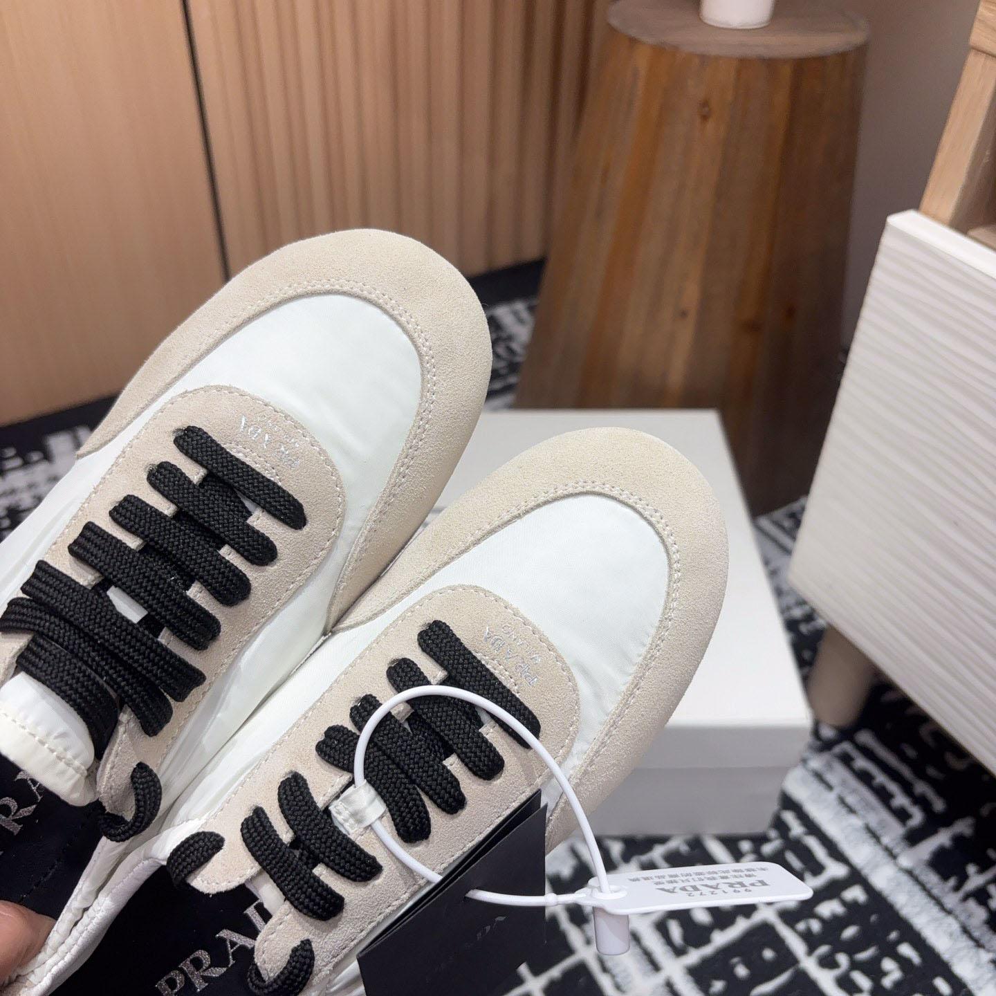 Prada Collapse Re-Nylon And Suede Sneakers - FashionPlug