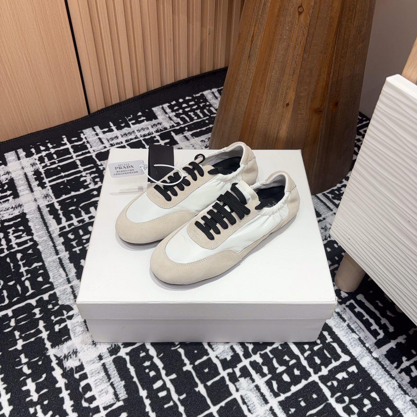 Prada Collapse Re-Nylon And Suede Sneakers - FashionPlug