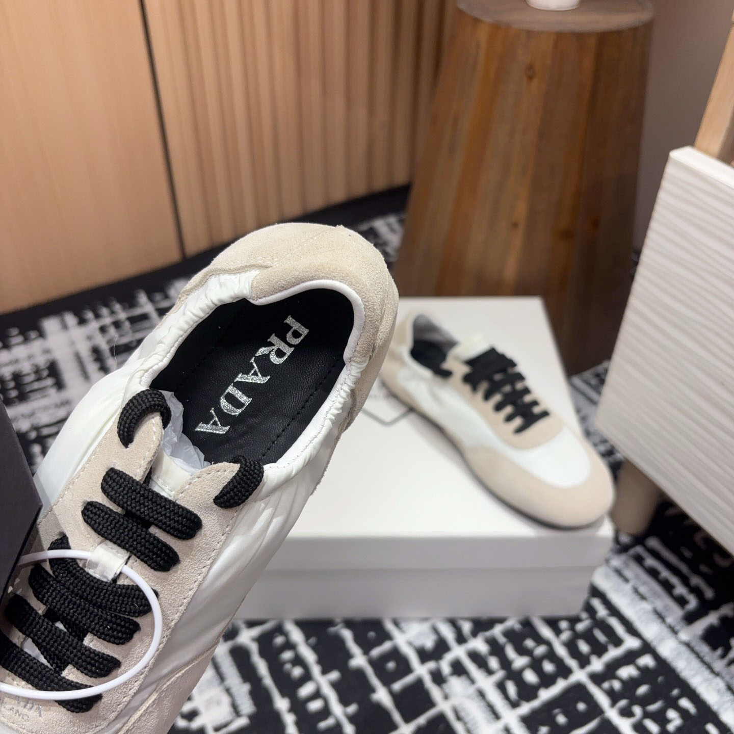 Prada Collapse Re-Nylon And Suede Sneakers - FashionPlug