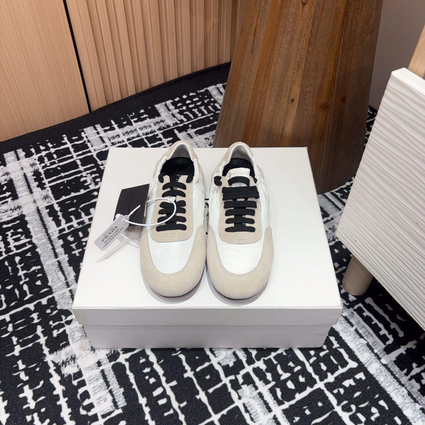 Prada Collapse Re-Nylon And Suede Sneakers - FashionPlug