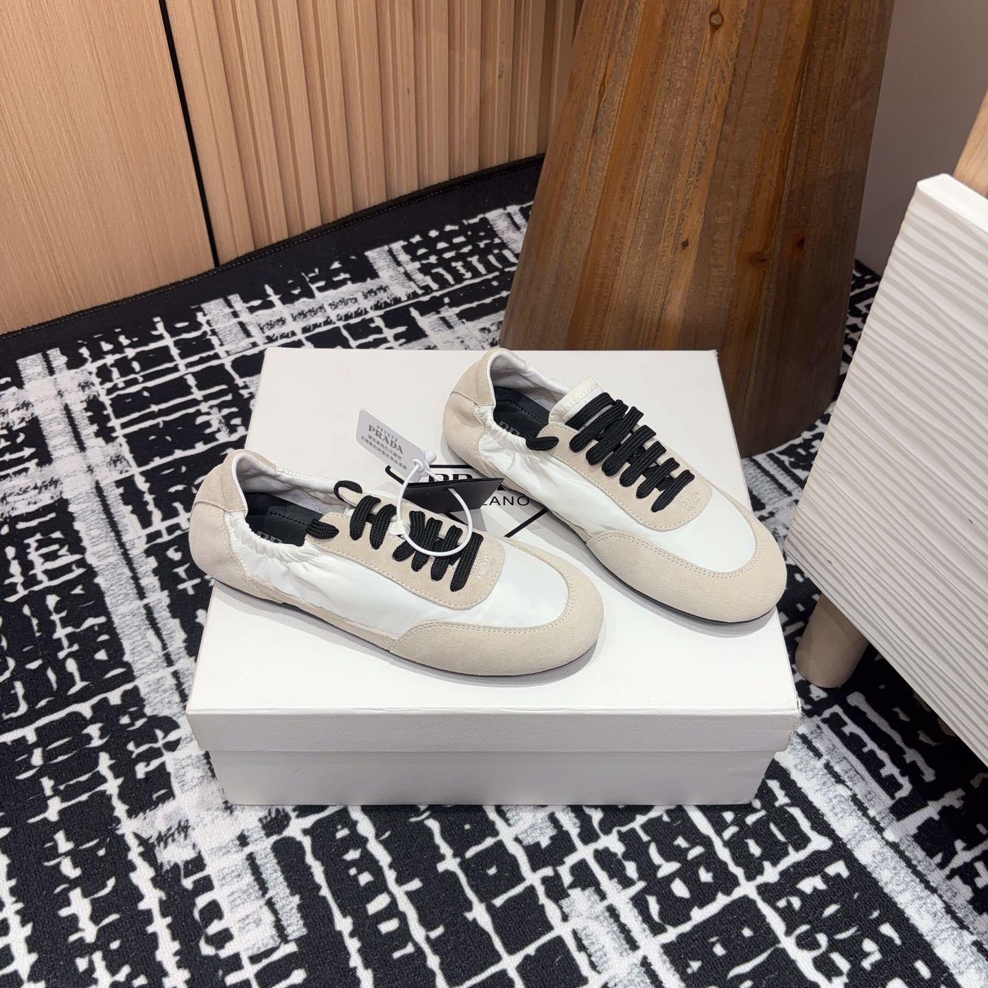 Prada Collapse Re-Nylon And Suede Sneakers - FashionPlug