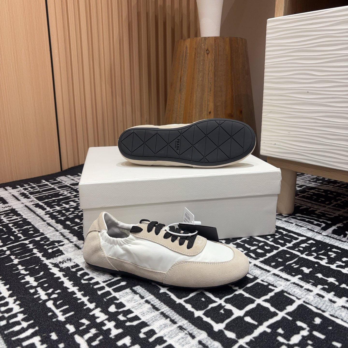 Prada Collapse Re-Nylon And Suede Sneakers - FashionPlug