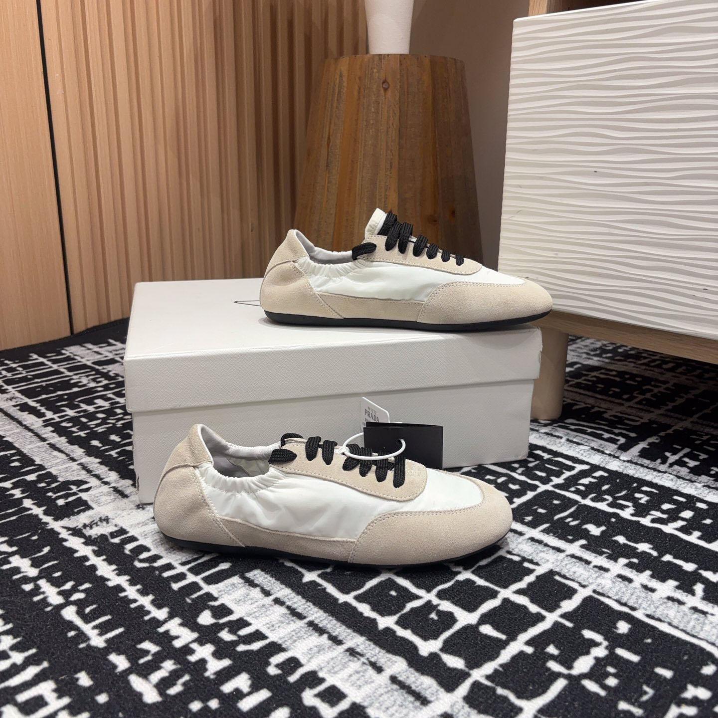 Prada Collapse Re-Nylon And Suede Sneakers - FashionPlug