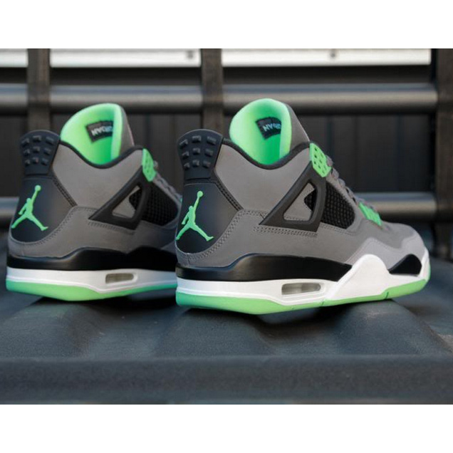 Jordan 4 Retro Green Glow Sneakers    - FashionPlug