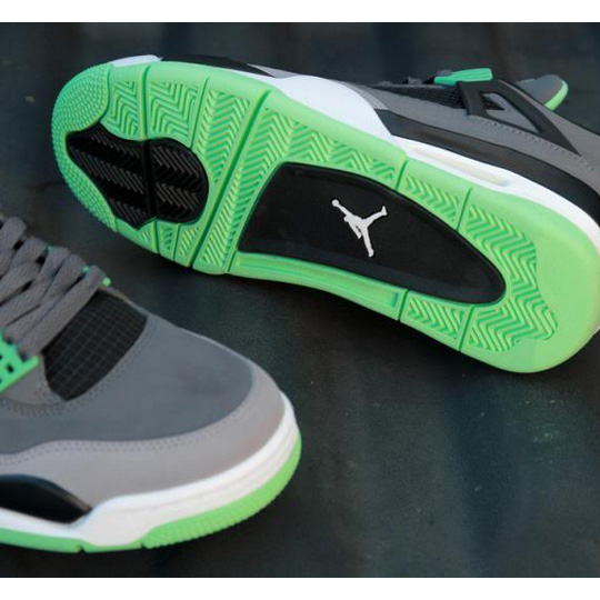 Jordan 4 Retro Green Glow Sneakers    - FashionPlug