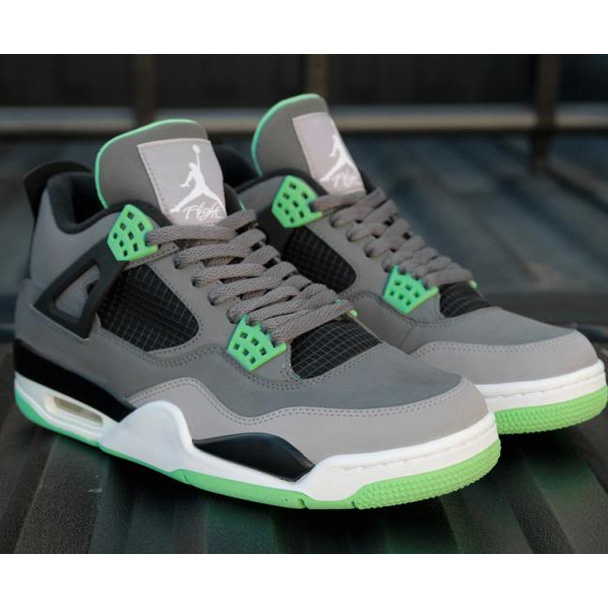 Jordan 4 Retro Green Glow Sneakers    - FashionPlug