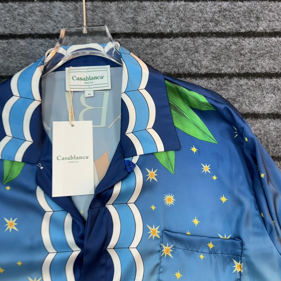 Casablanca x Caviar Kaspia Caviar Club Cuban Collar Silk Shirts - FashionPlug