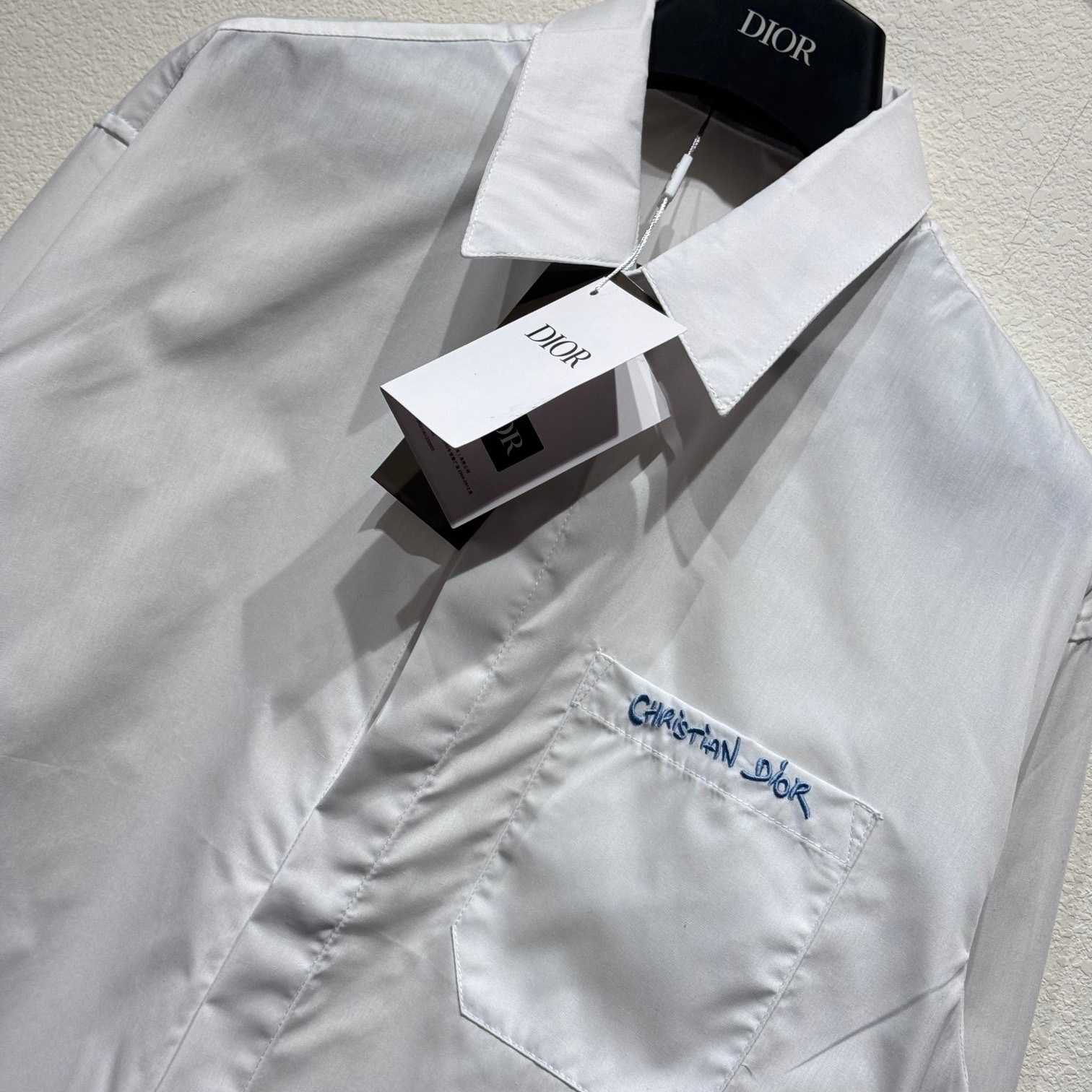 Christian Dior Tag Embroidery Shirt White Cotton Poplin - FashionPlug