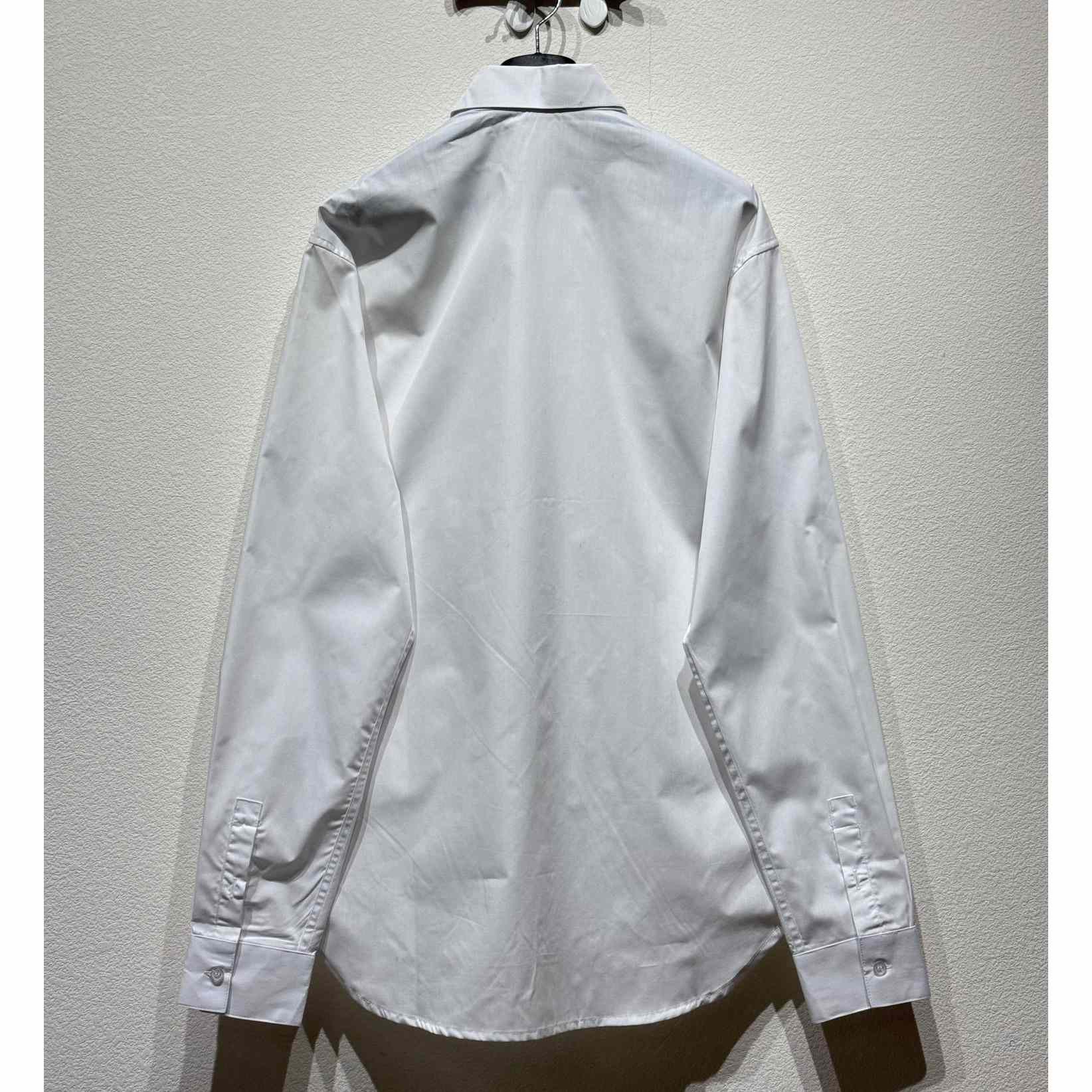Christian Dior Tag Embroidery Shirt White Cotton Poplin - FashionPlug