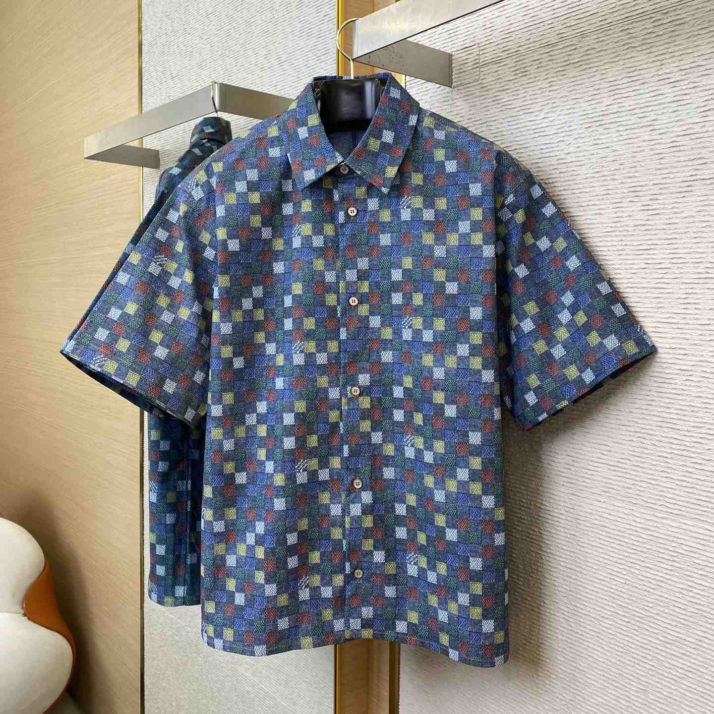 Louis Vuitton Damier Chambray Short-Sleeved Shirt  1AHCII - FashionPlug