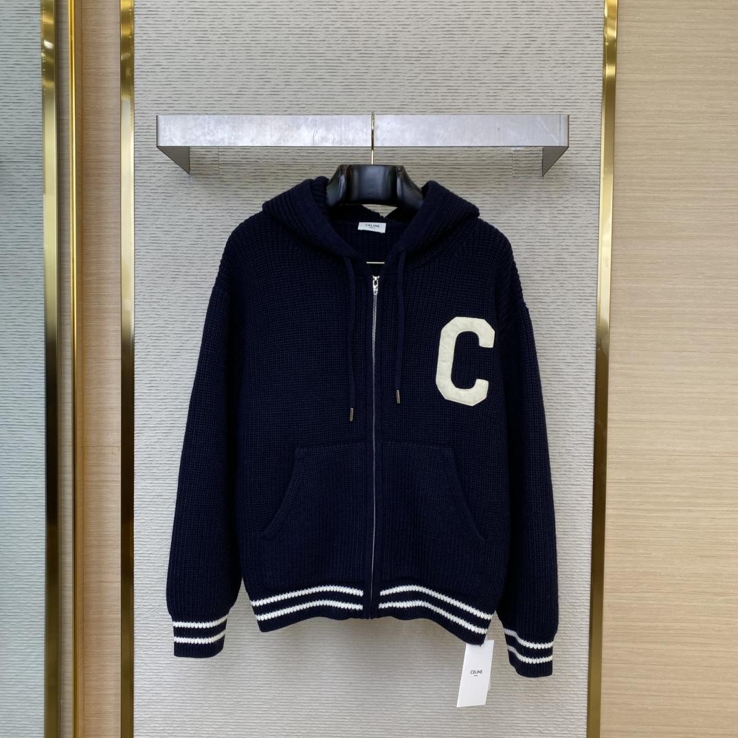 Celine College Hooded Sweater In Wool - FashionPlug