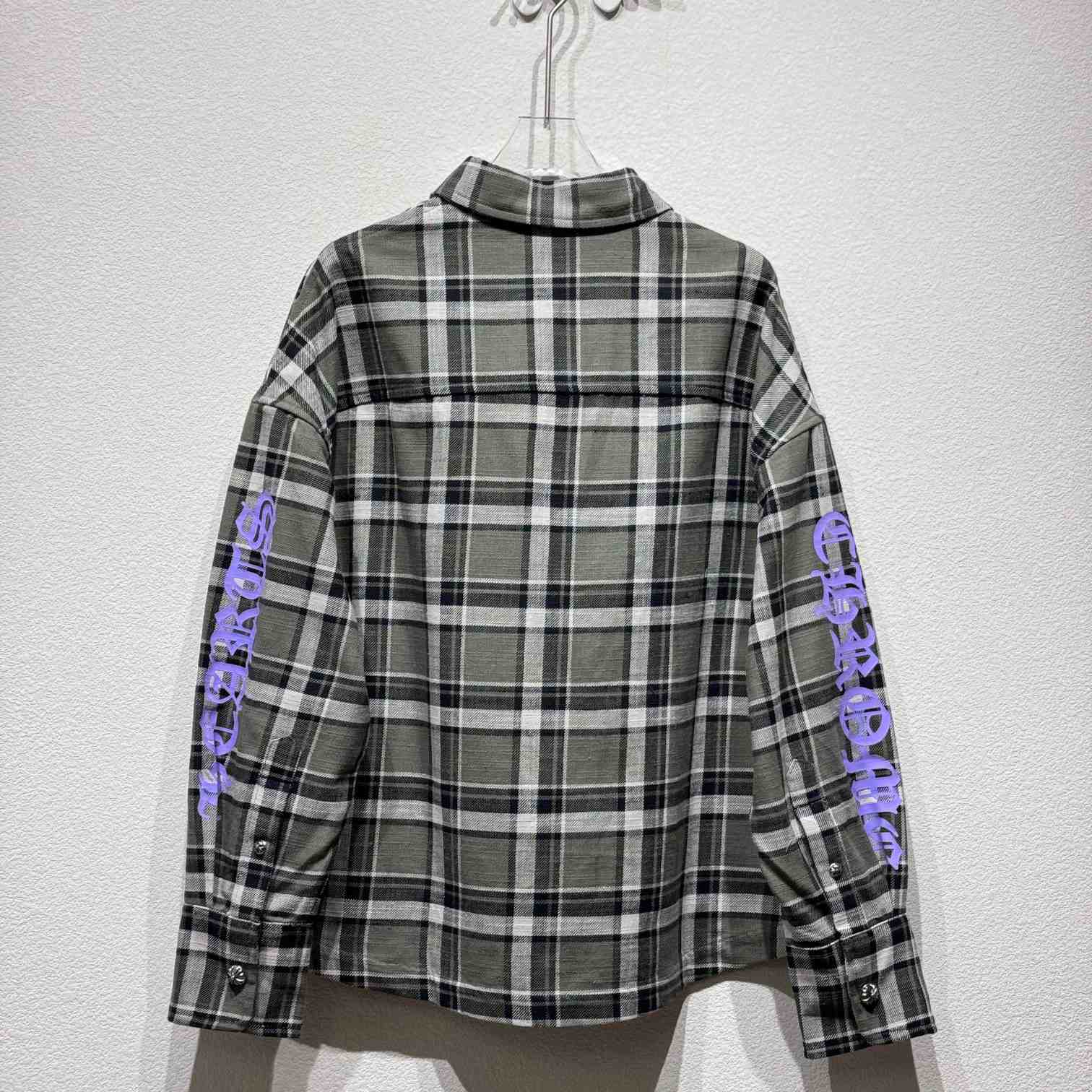Chrome Hearts Sleeve Print Flannel Shirt - FashionPlug