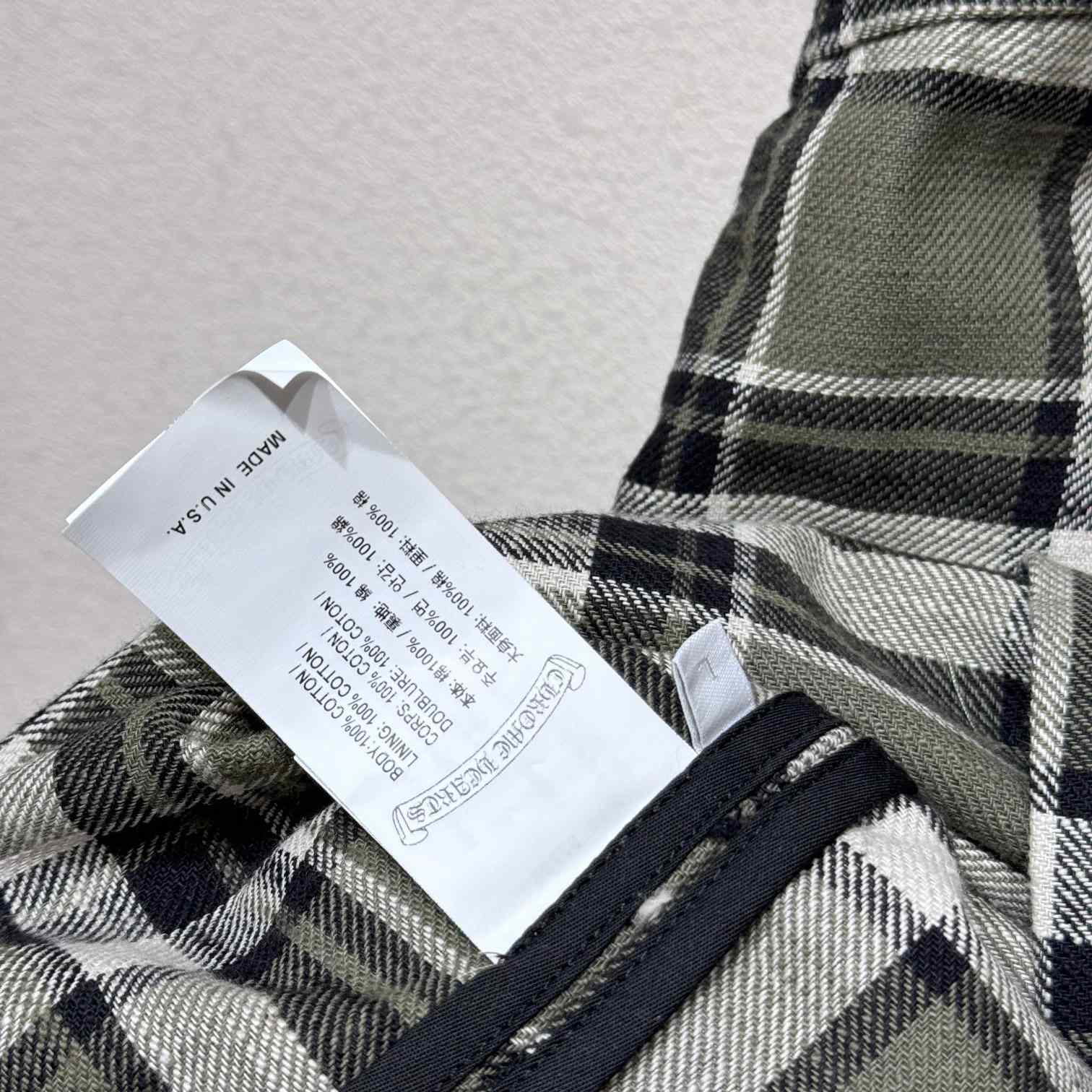 Chrome Hearts Sleeve Print Flannel Shirt - FashionPlug