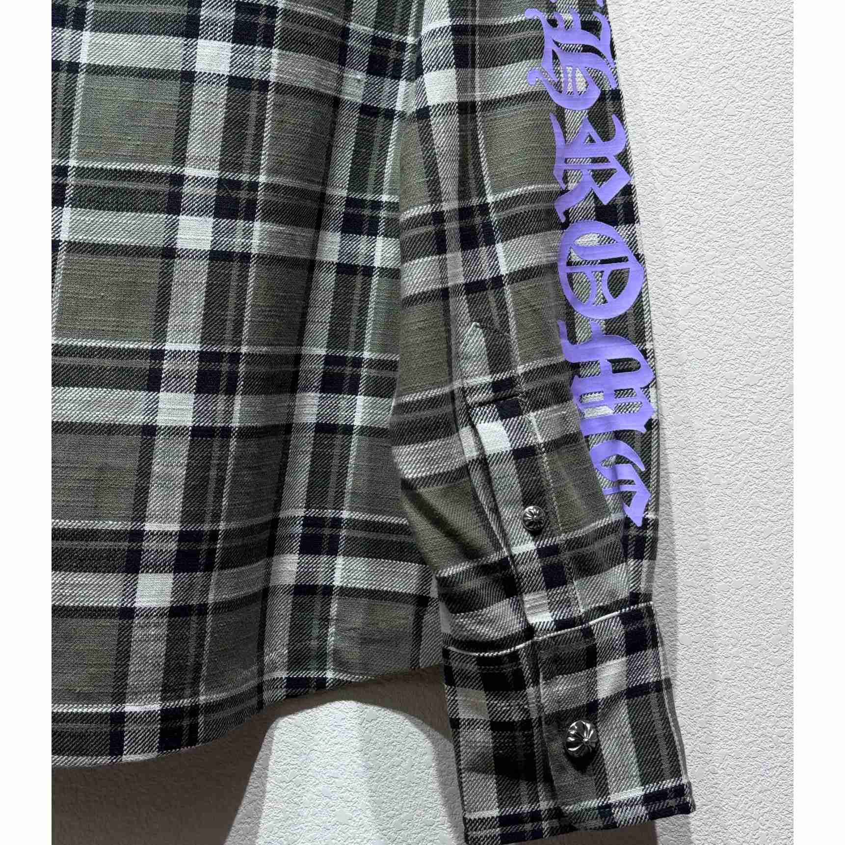 Chrome Hearts Sleeve Print Flannel Shirt - FashionPlug
