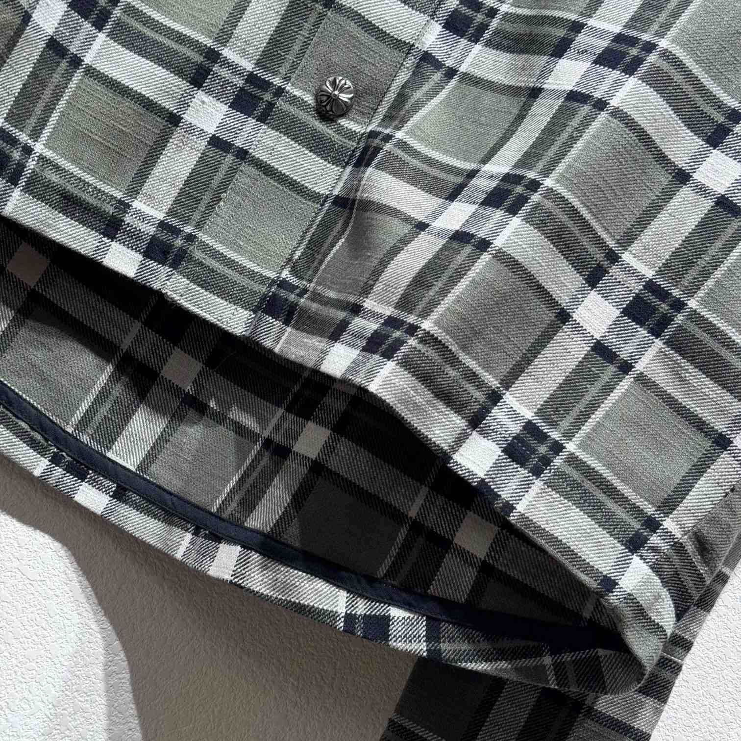 Chrome Hearts Sleeve Print Flannel Shirt - FashionPlug