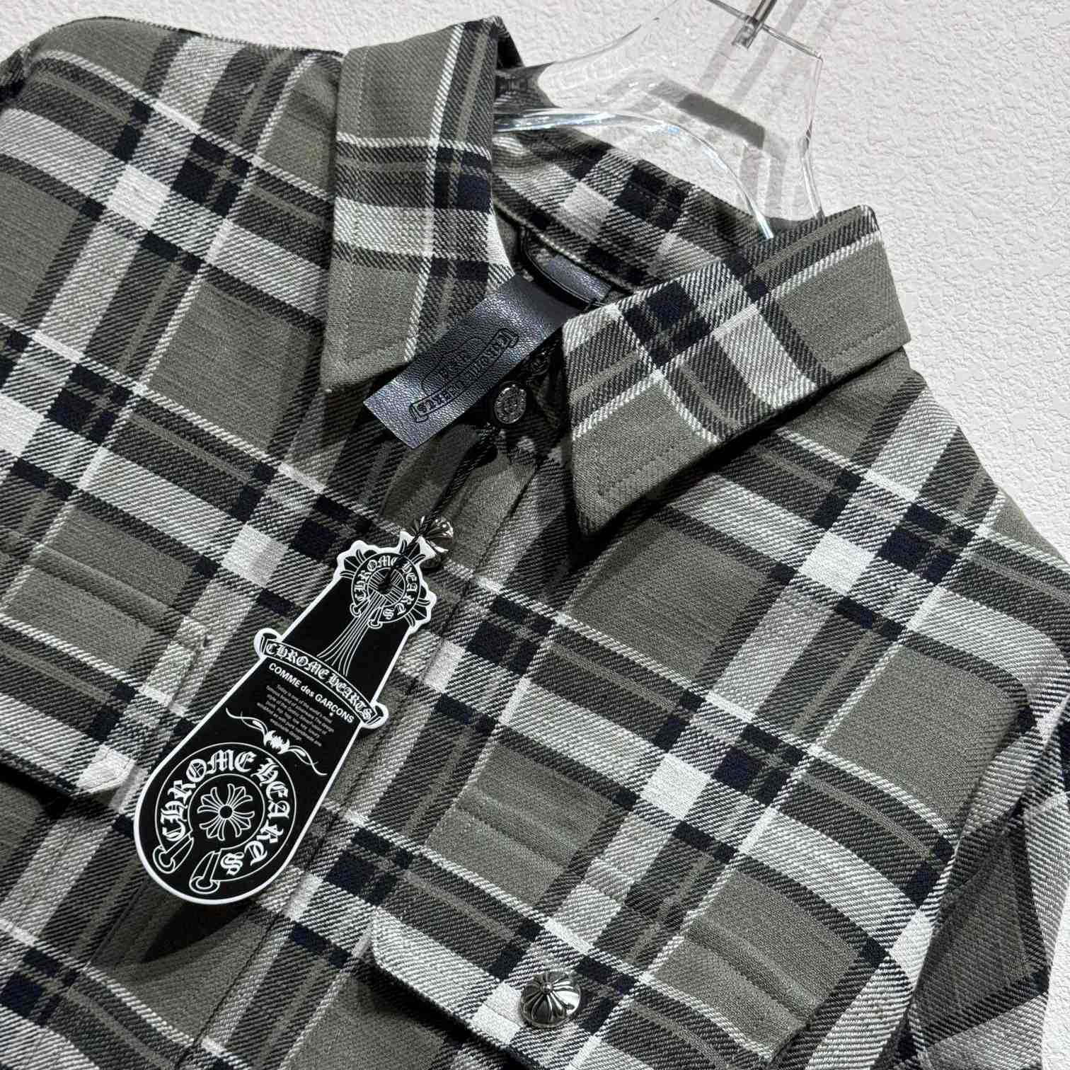 Chrome Hearts Sleeve Print Flannel Shirt - FashionPlug