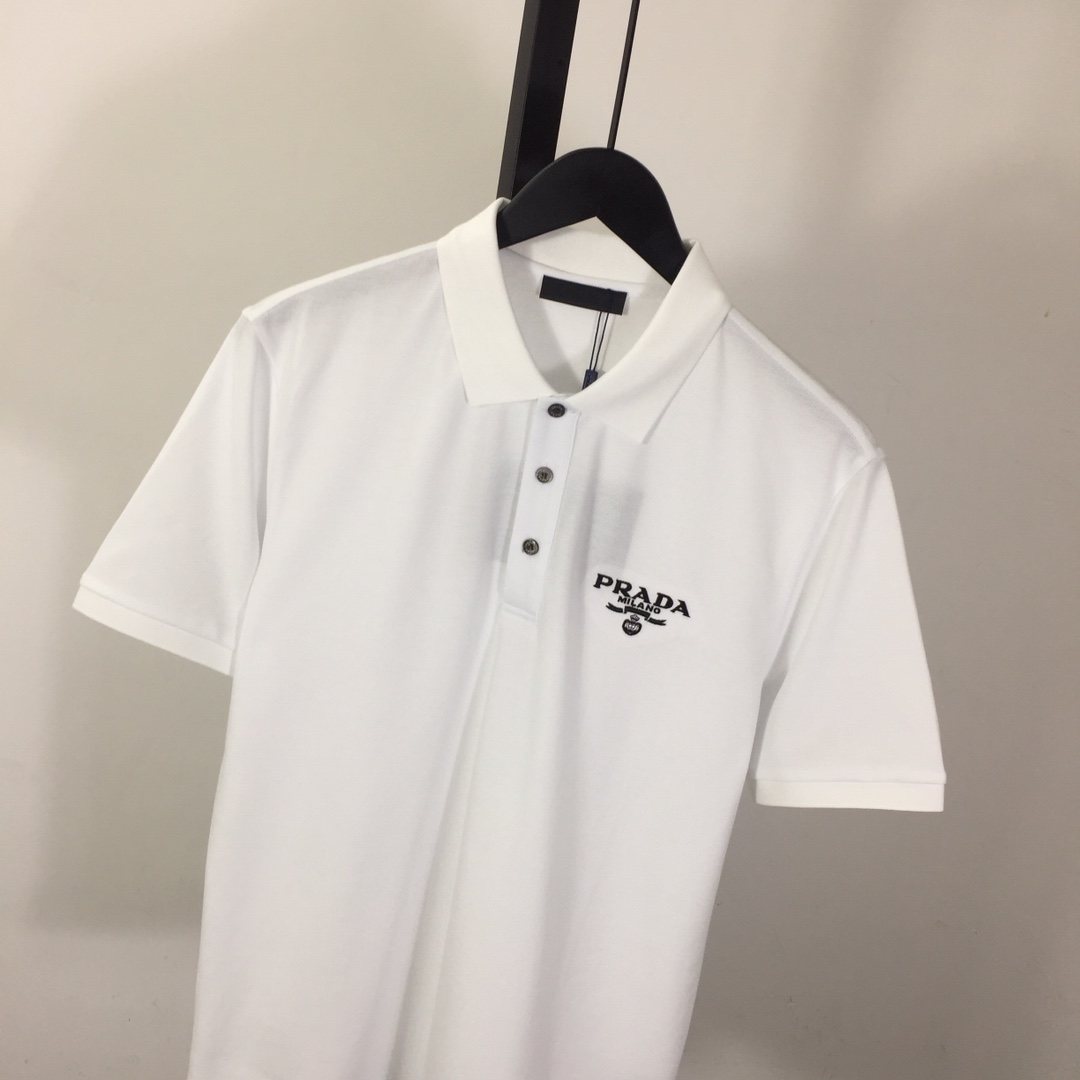 Prada Logo Cotton Polo Shirt - FashionPlug