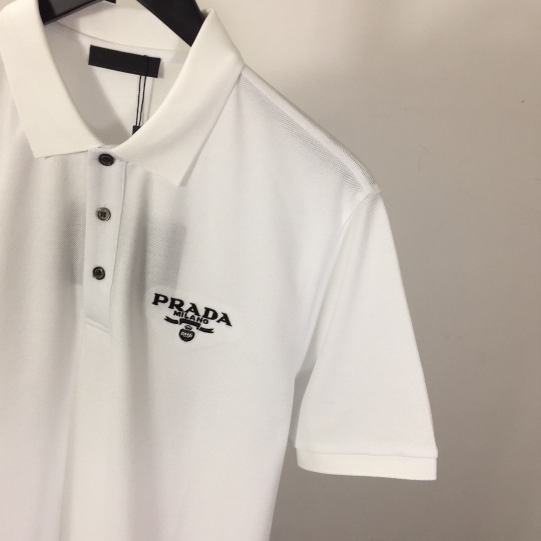 Prada Logo Cotton Polo Shirt - FashionPlug
