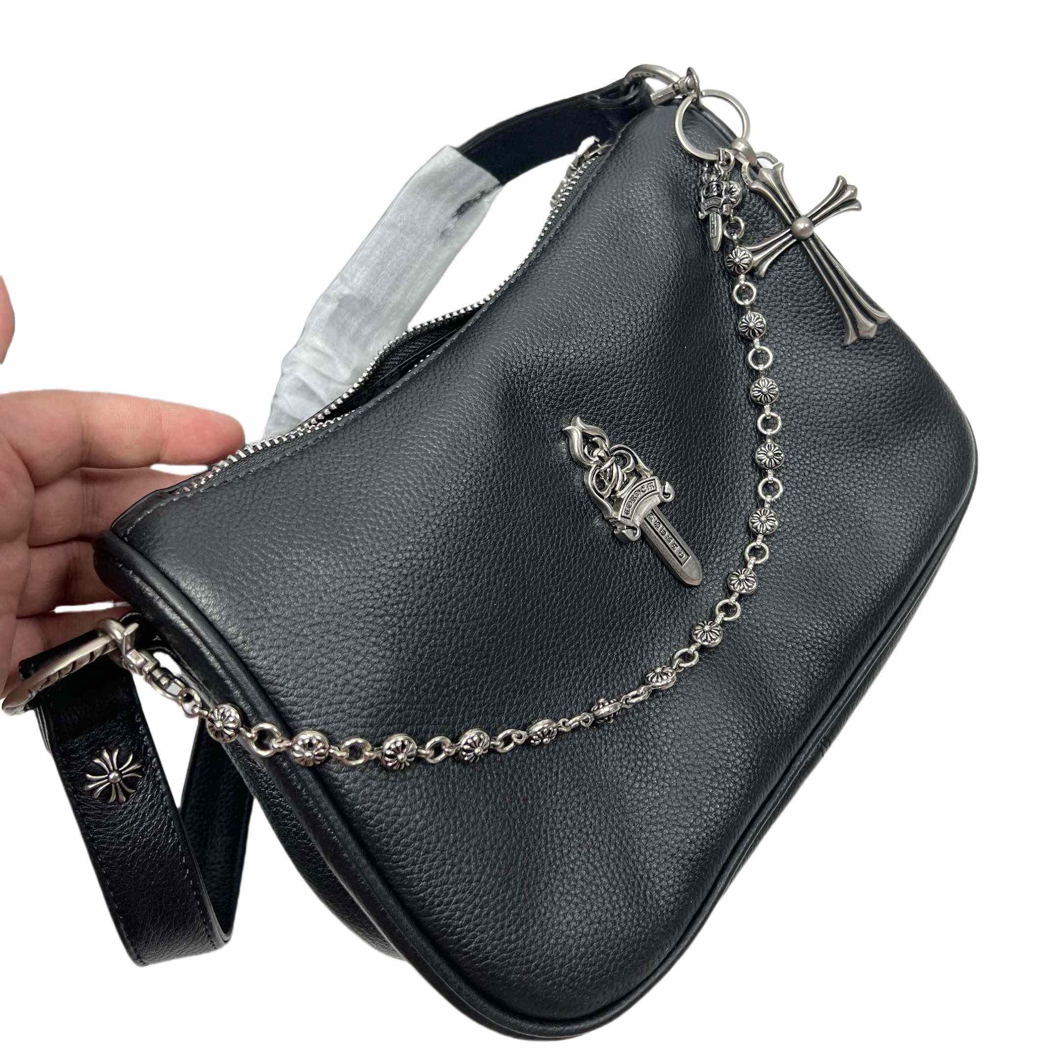 Chrome Heart Black Nugget Bag   25-16-9cm - FashionPlug