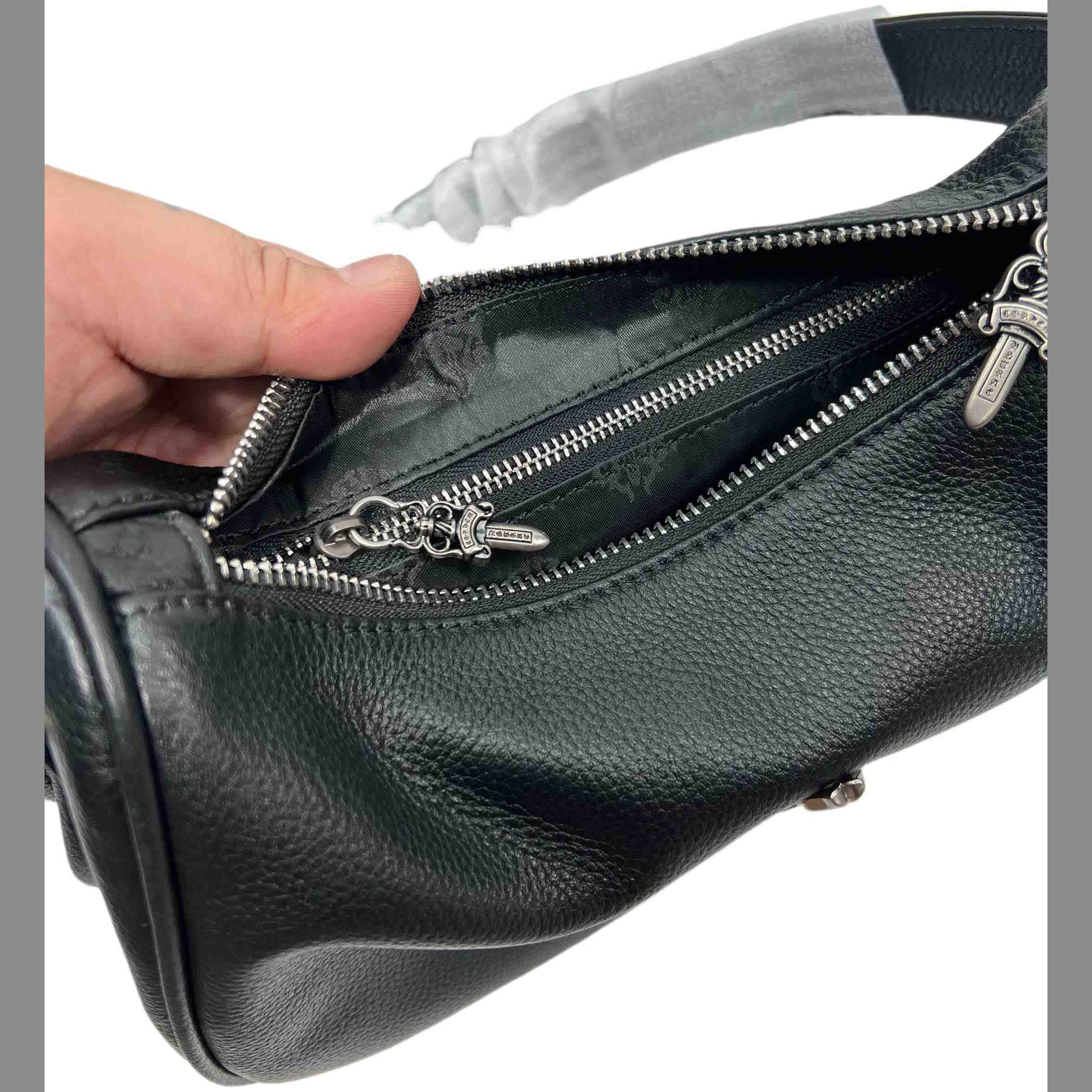 Chrome Heart Black Nugget Bag   25-16-9cm - FashionPlug