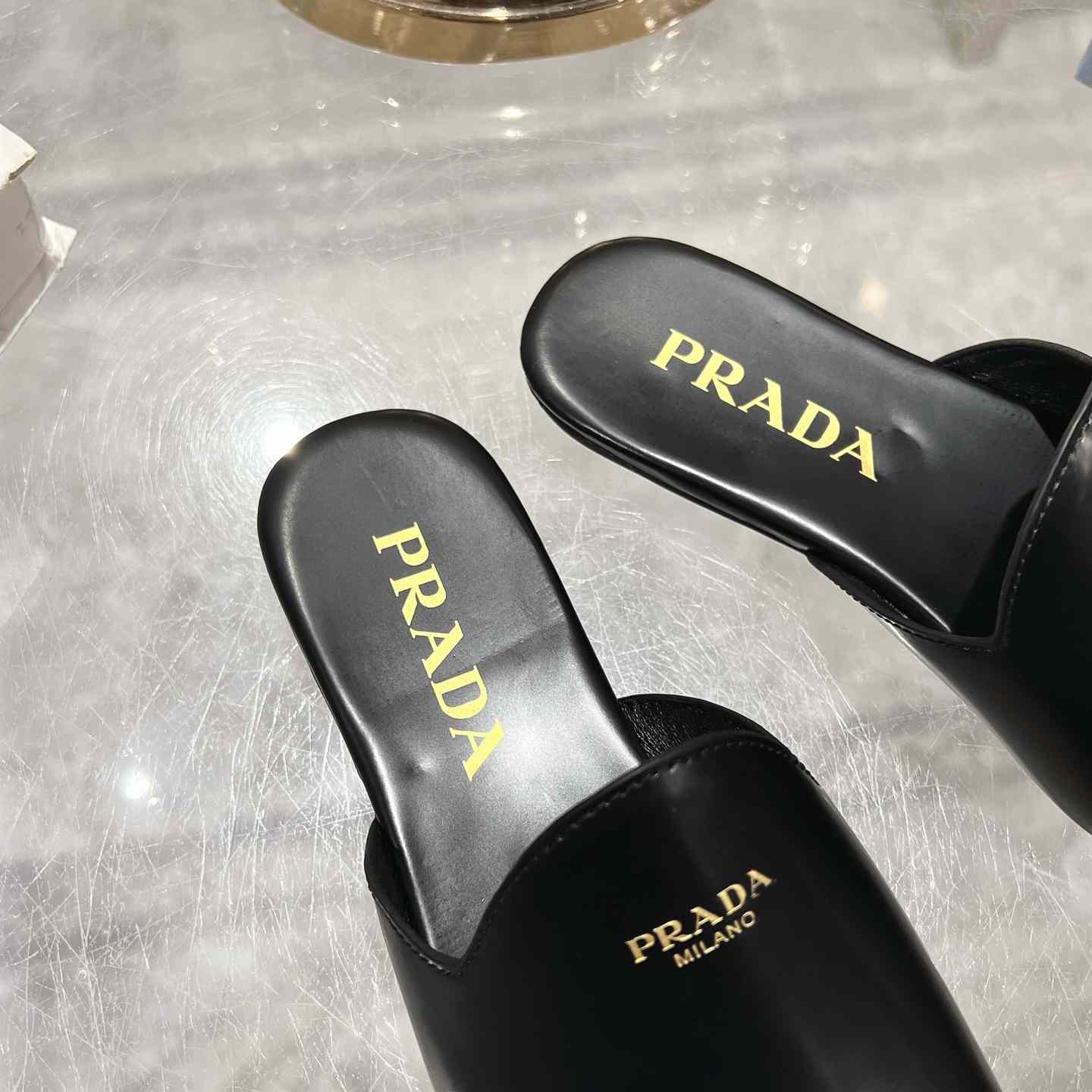 Prada Brushed Leather Slippers - FashionPlug