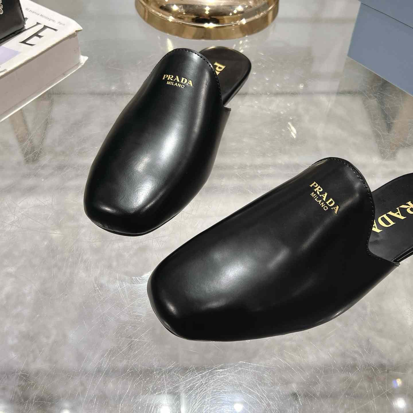 Prada Brushed Leather Slippers - FashionPlug