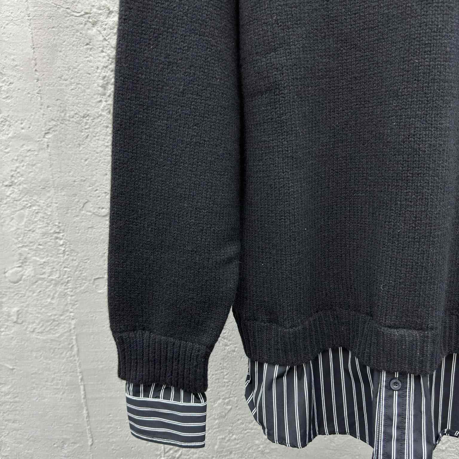 Balenciaga Layered Shirt V-Neck Sweater In Black - FashionPlug